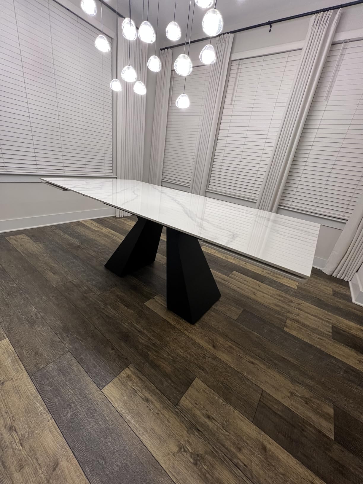 Extendable Marble Sintered Stone Dining Table 78.74 to 110.24 Inch, Seats 8 to 12 customer photo 1