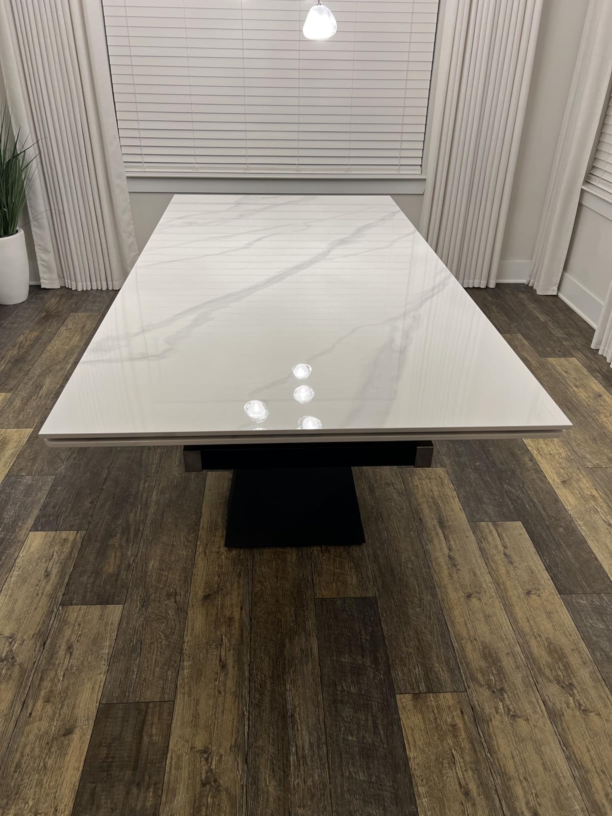 Extendable Marble Sintered Stone Dining Table 78.74 to 110.24 Inch, Seats 8 to 12 customer photo 2