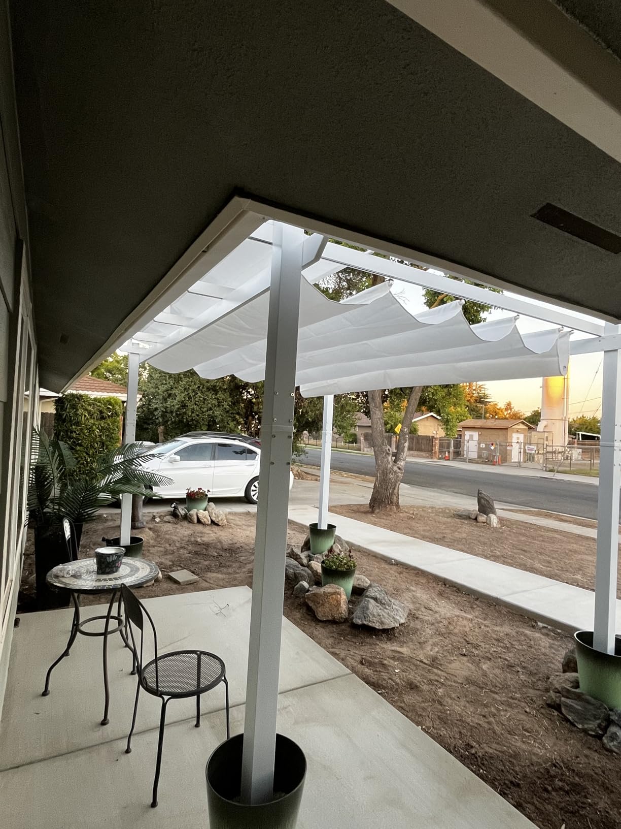 PURPLE LEAF 10' x 13' Patio Retractable Pergola Outdoor White Heavy-Duty Aluminum Pergola Metal with Double Sun Shade Canopy for Backyard Gardens Deck, Navy Blue customer photo 1