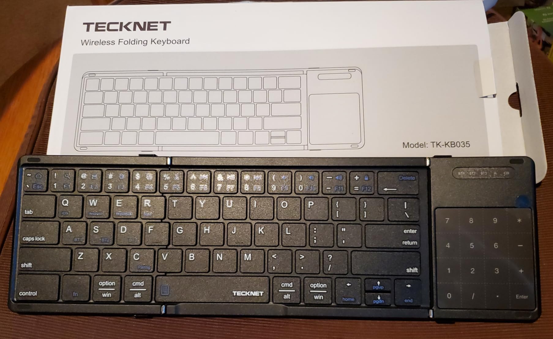 TECKNET Foldable Bluetooth Keyboard with Touchpad & Numpad | Connect up to 3 Devices, USB-C Rechargeable Portable keyboard for laptop, iPad, Phone, iOS, macOS, Android (Black) customer photo 1
