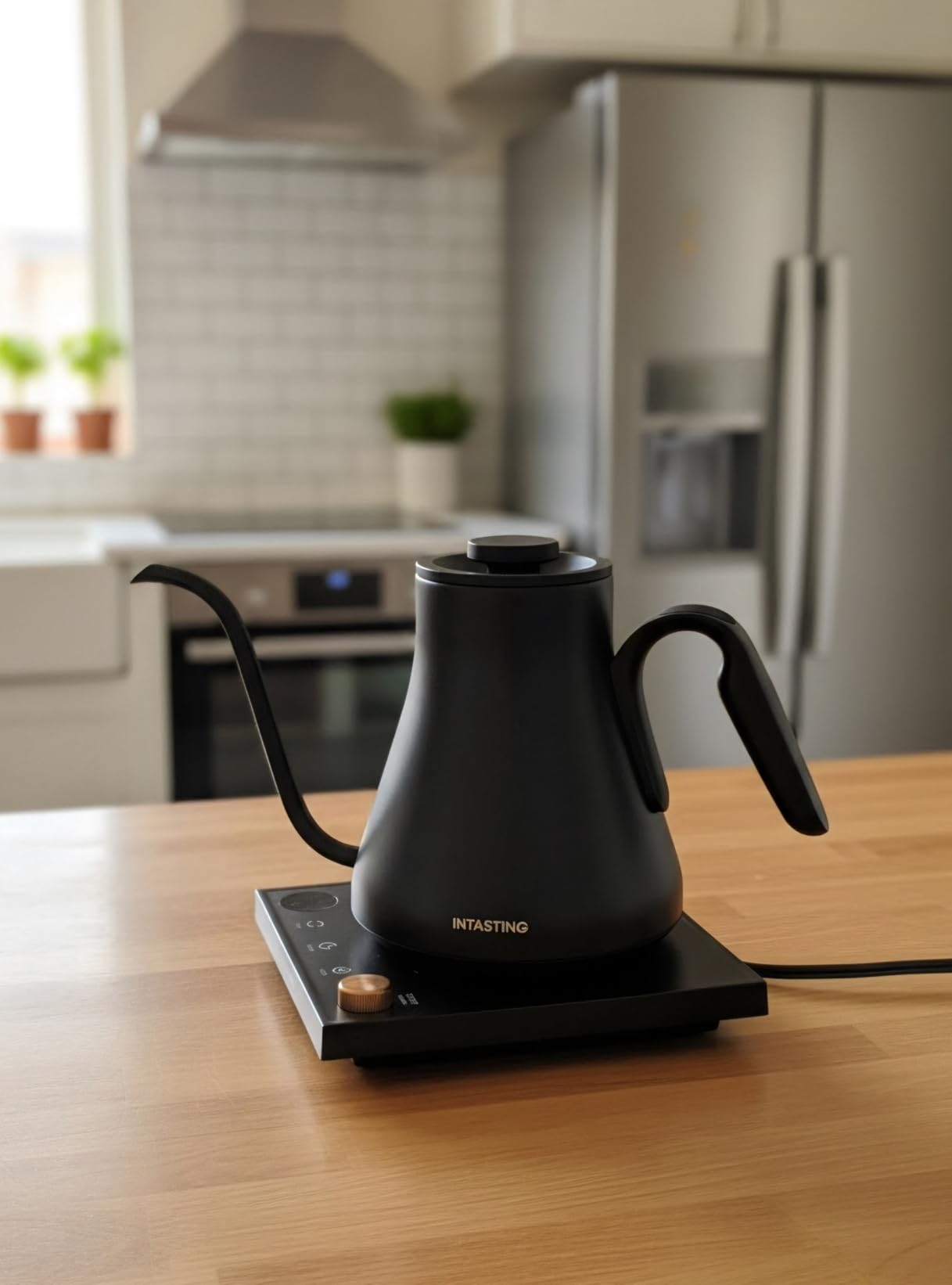INTASTING Gooseneck Electric Kettle with ±1°F Temperature Control, 0.9L | Fast Heating, Stainless Steel Interior, for Pour Over Coffee, Tea & Boiling Water, Keep Warm, Auto Shut-Off, Black customer photo 1