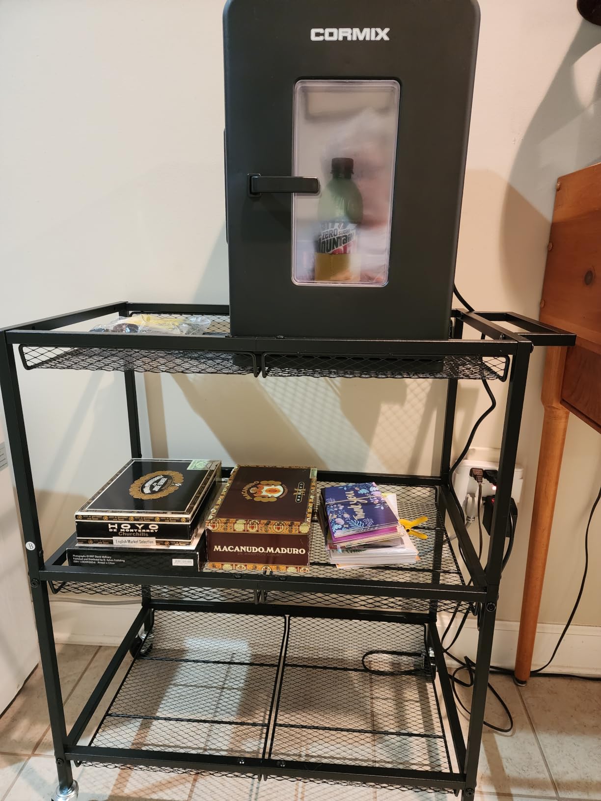 3 Tier Rolling Utility Kitchen Cart, Heavy Duty Wire Rolling Cart on Wheels, Commercial Metal Serving Carts with Handle, Kitchen Island Plant Shelf Food Storage Trolley for Laundry, Office, Garage customer photo 2