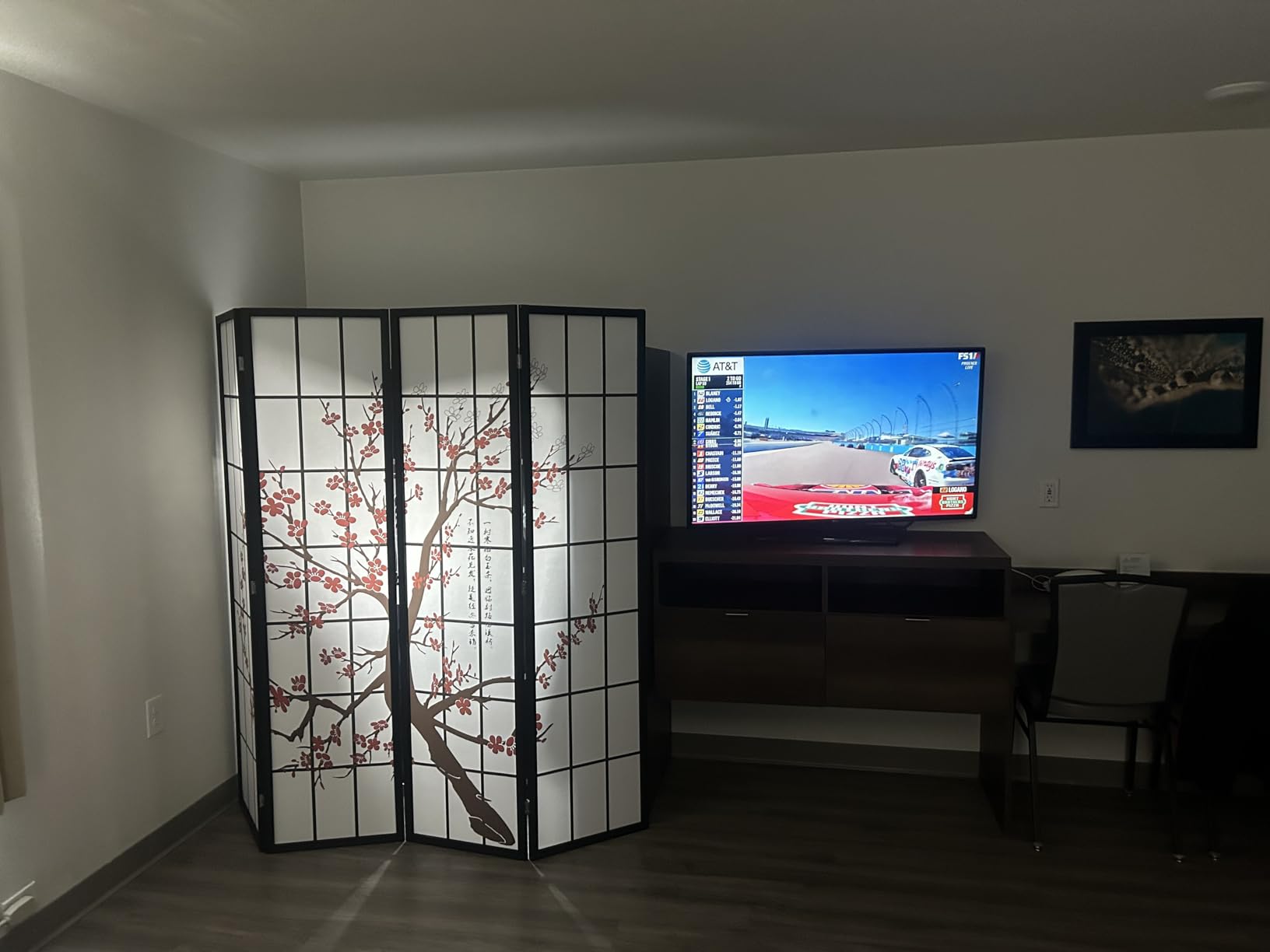 Japanese 4-Panel Screen Room Divider, 6Ft Folding Privacy Divider, White | Chinese Room Dividers, Wooden Freestanding Partition Screen with Plum Blossom customer photo 1