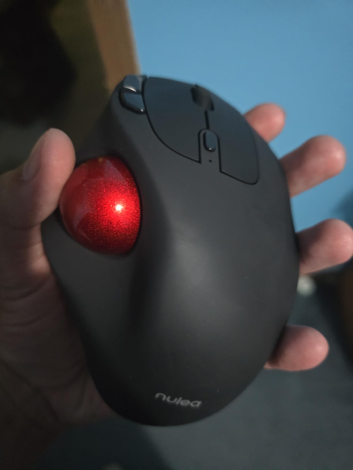 Nulea Wireless Trackball Mouse Ergonomic 21.7 Tilt Stand Thumb Control | Rechargeable mouse with 4 DPI levels, Bluetooth 2.4G connection, 3 device switching, precise control, compatible with PC Mac customer photo 2