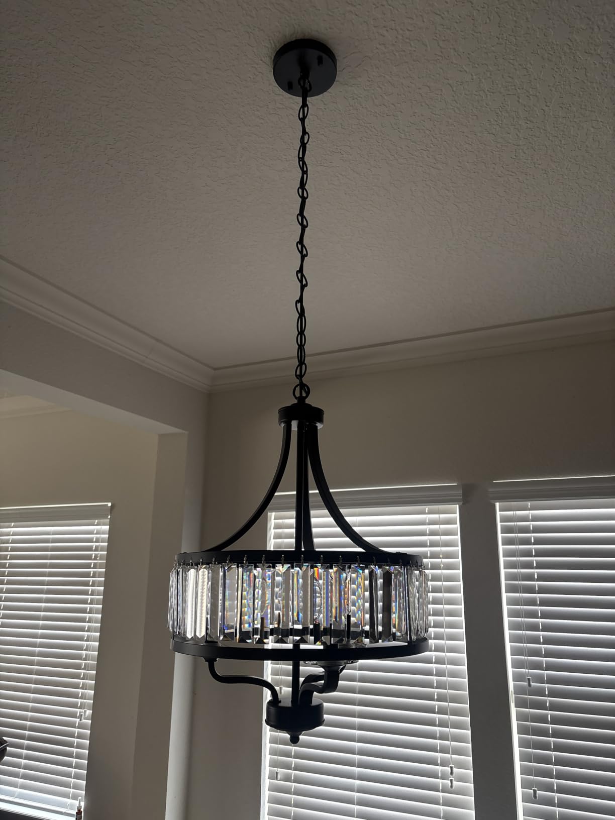 Modern Black Crystal Chandelier, 5-Light Farmhouse Dining Room Light Fixture Over Table Adjustable Height Hanging Industrial Pendant Lights customer photo 2