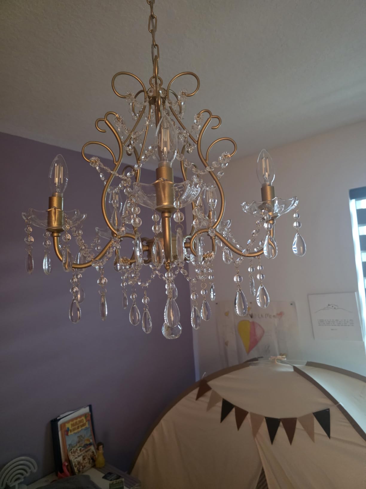 WUZUPS 5-Light Crystal Candle Chandelier Pendant Ceiling Light Modern Lighting Fixture for Bedroom Hallway Bar Kitchen Bathroom customer photo 1