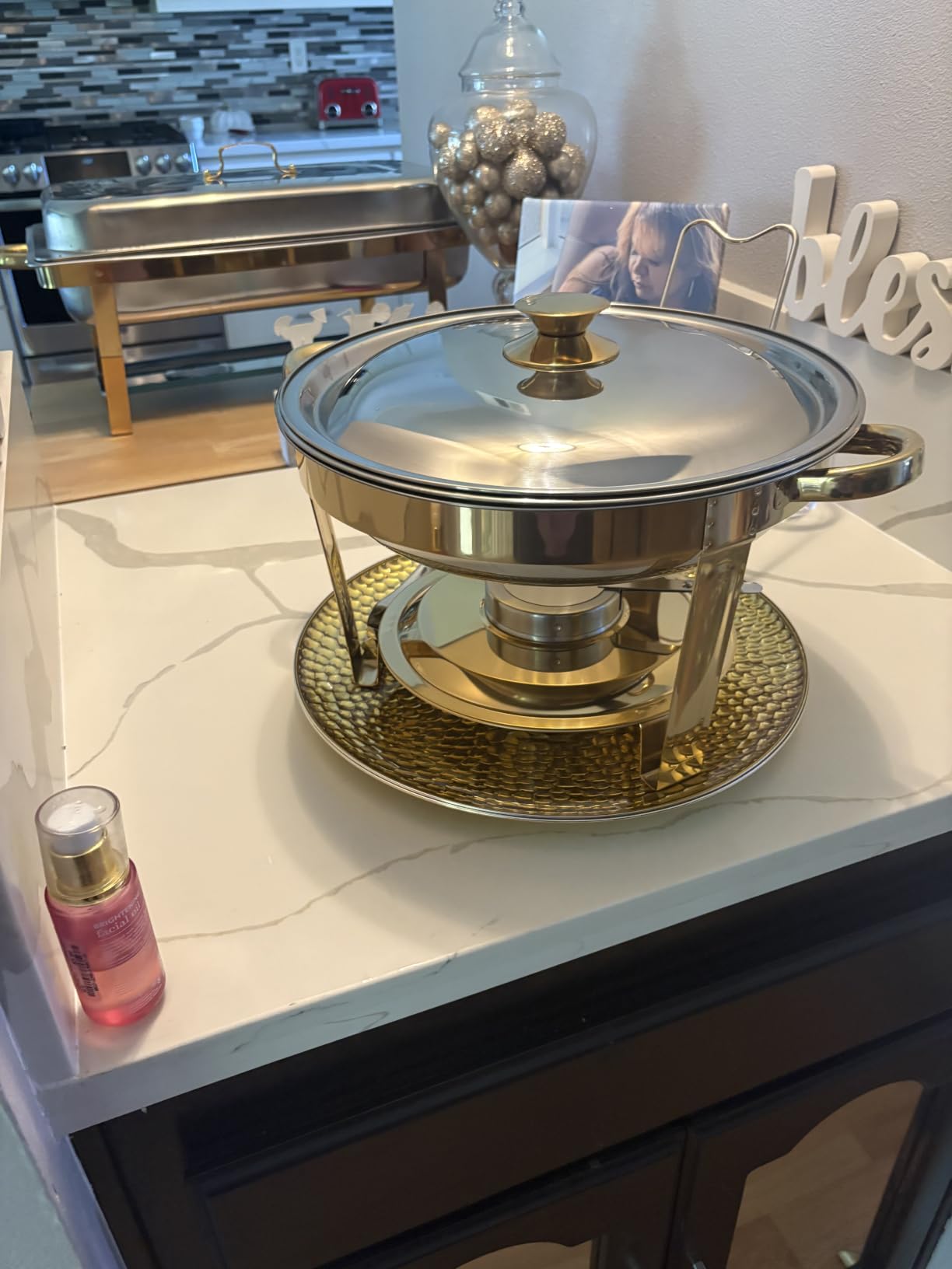 Gold Chafing Dishes for Buffet 4 Pack, 6QT Buffet Servers and Warmers Sets | Chafers and Buffet Warmers Sets with 2 Heat-Proof Gloves, 4 Spoons, 4 Slotted Spoons & 4 Tongs for Buffet Parties Gatherings customer photo 2