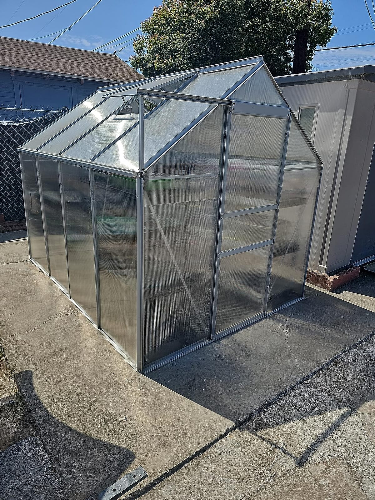 VEIKOU 8' x 16' Polycarbonate Greenhouse for Outdoors, Walk-in Green House with 2 Vents, Aluminum Frame, Riveted Structure, Greenhouse Kit for Outdoor Backyard, Garden, Gray customer photo 2