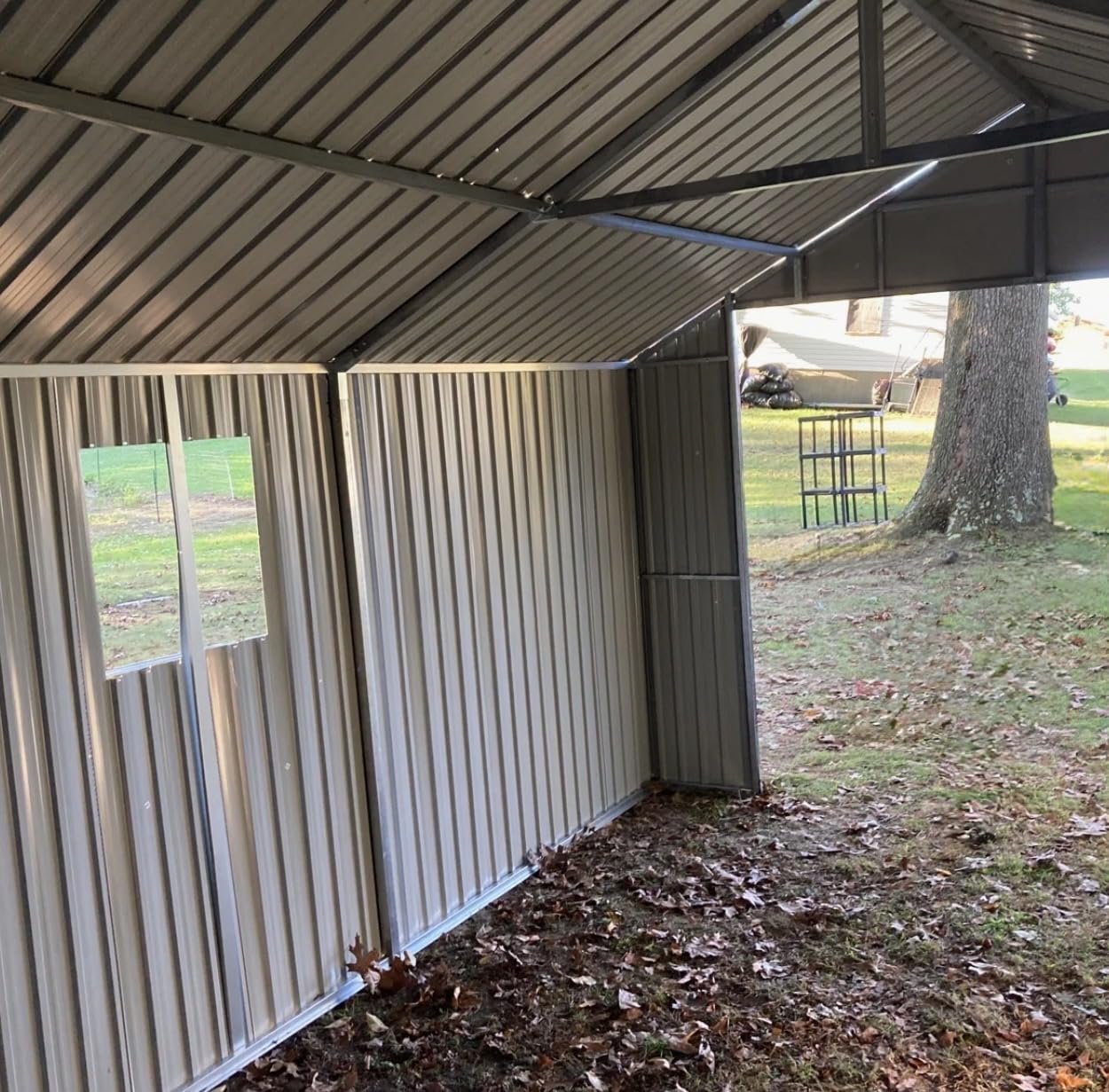 Aoxun 12x20x9.3 FT Metal Storage Shed Outdoor Large Garage Shed Carport with Double Doors, Side Door & Windows, Heavy Duty Garden Tool Shed All-Weather Outdoor Building for Vehicles & Sundries (Brown) customer photo 2