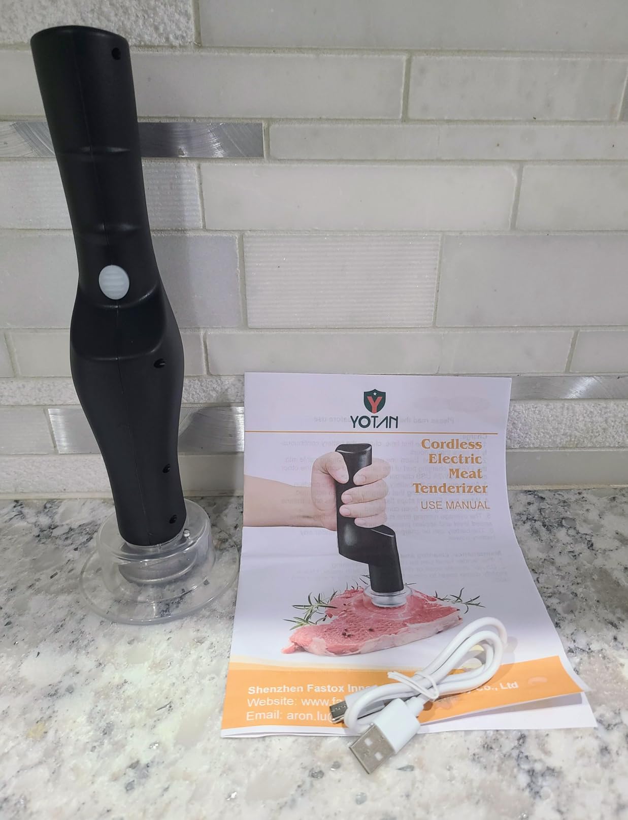 YOTAN Electric Meat Tenderizer for Steak, 3 Speed Powerful Motor, Tenderizes Tough Meat in Seconds, Stainless Steel Tender Head, Safe One-Press Design, Easy to Clean, for Beef Pork Chicken BBQ customer photo 1