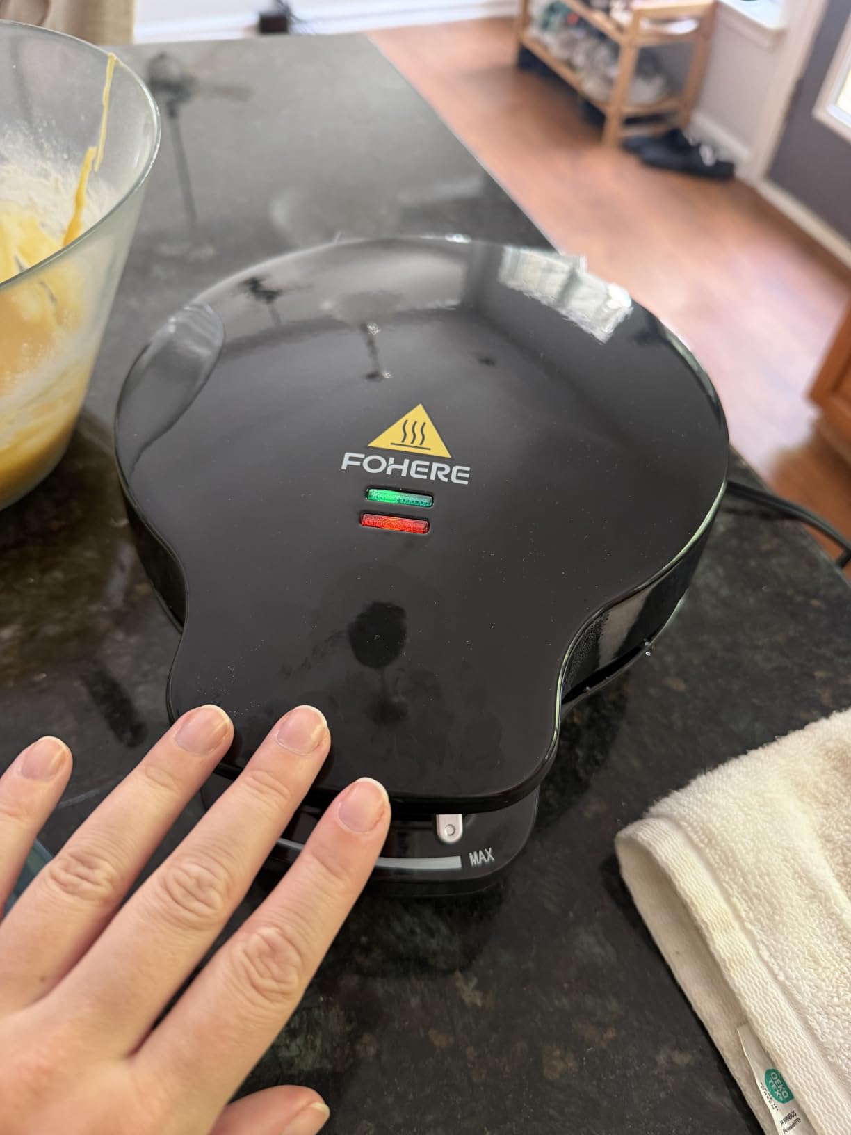 FOHERE Waffle Cone Maker Machine and Ice Cream Bowl Maker with Temperature Control, Double Side Nonstick Waffle Bowl Maker with Cone Roller, 7.5