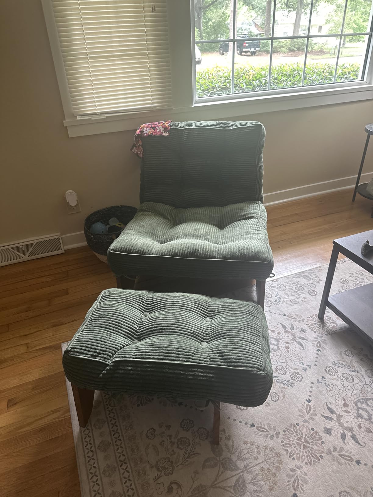 MAXYOYO Accent Chair with Ottoman, Lounge Chair with Adjustable Backrest | Tufted Living Room Chair Upholstered Lounge Chair with Footrest Set, Modern Chair for Reading Room, Green customer photo 1
