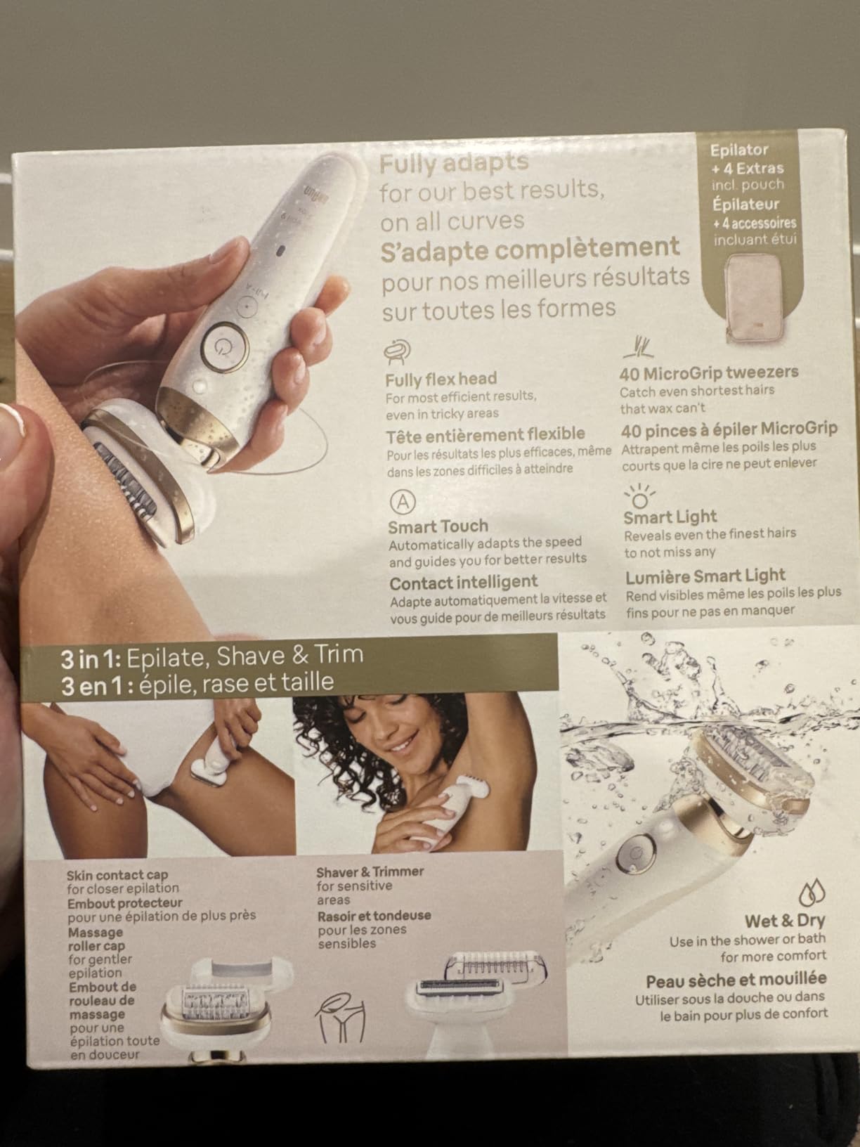 Braun Silk-épil 9 Flex Epilator, 360 Flex and Pivoting Head, Wet and Dry, Includes Shaver Head, Trimmer Comb, SES9-041 3D, Tinted Gold customer photo 1