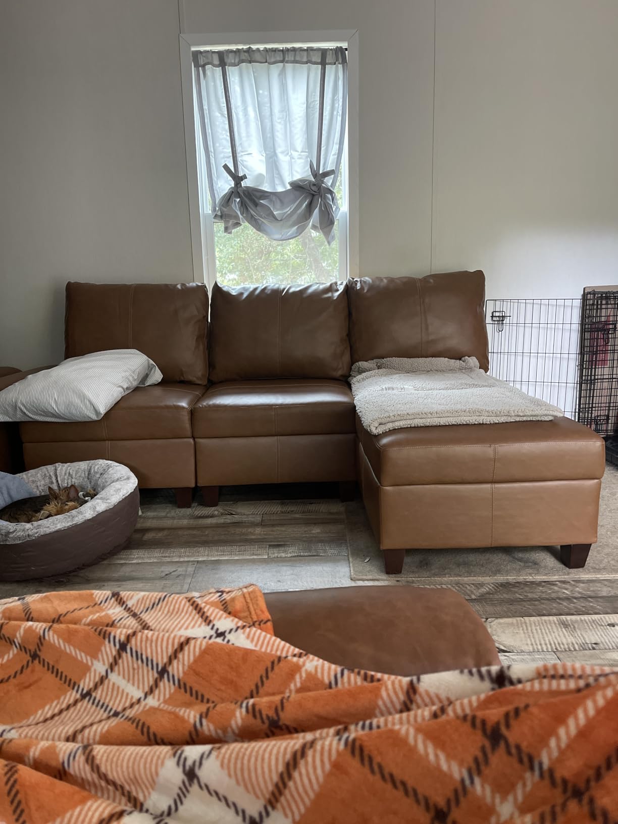 Faux Leather Sectional, 91