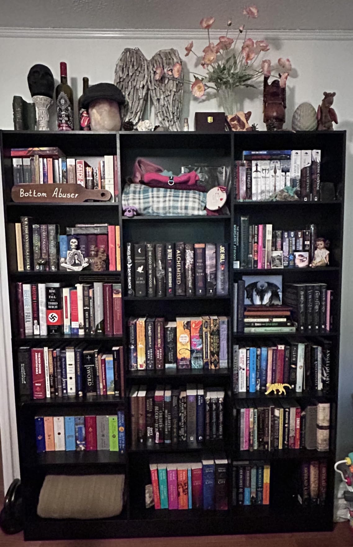 FACBOTALL Triple Wide Bookshelf, Large Bookshelf with 17 Display Shelves | 74'' Tall Bookcases and Bookshelves, 58.7'' Extra Wide Book Shelves, 5/6 Tier Shelves for Living Room, Office, Library, Cherry customer photo 1