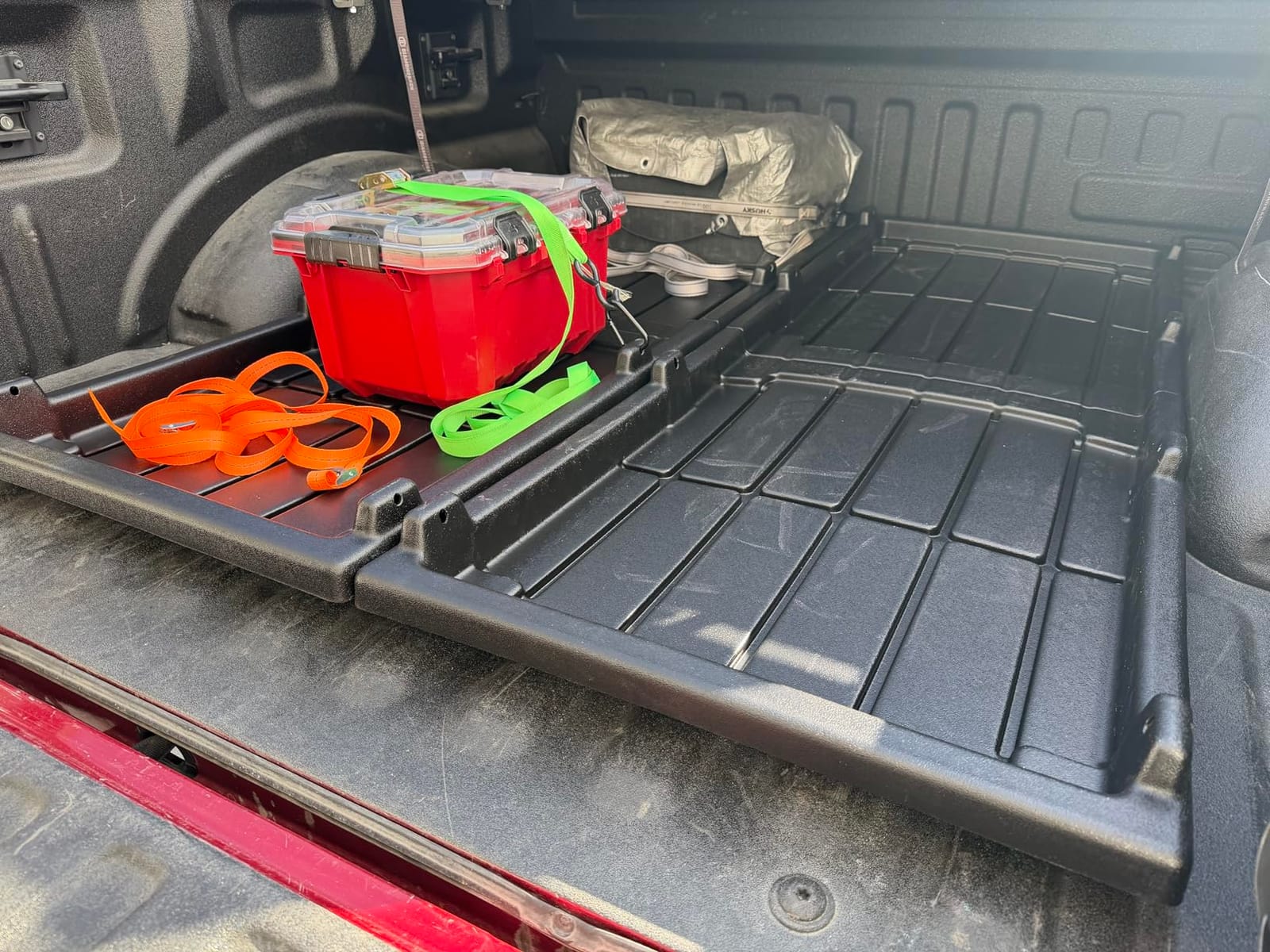 Slide-Out Truck Bed Cargo Tray Compatible with Ford F150 Chevy Silverado GMC Sierra Dodge Ram Toyota Tundra HDPE Lightweight Sliding Organizer Trolley System Accessories (5.2FT+ Bed ONLY) customer photo 1