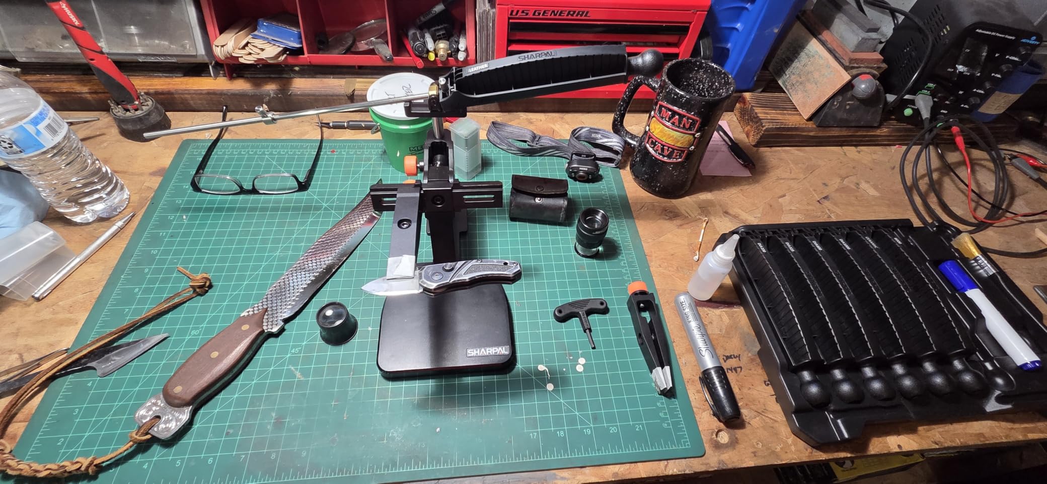 SHARPAL 202H Precision Knife Sharpening System, Adjustable Angle 10-35 Deg, 7 Abrasive Plates (Diamond 220/325/600/1000, Whetstone 3000/6000, Leather Strop) with Carry Case customer photo 2