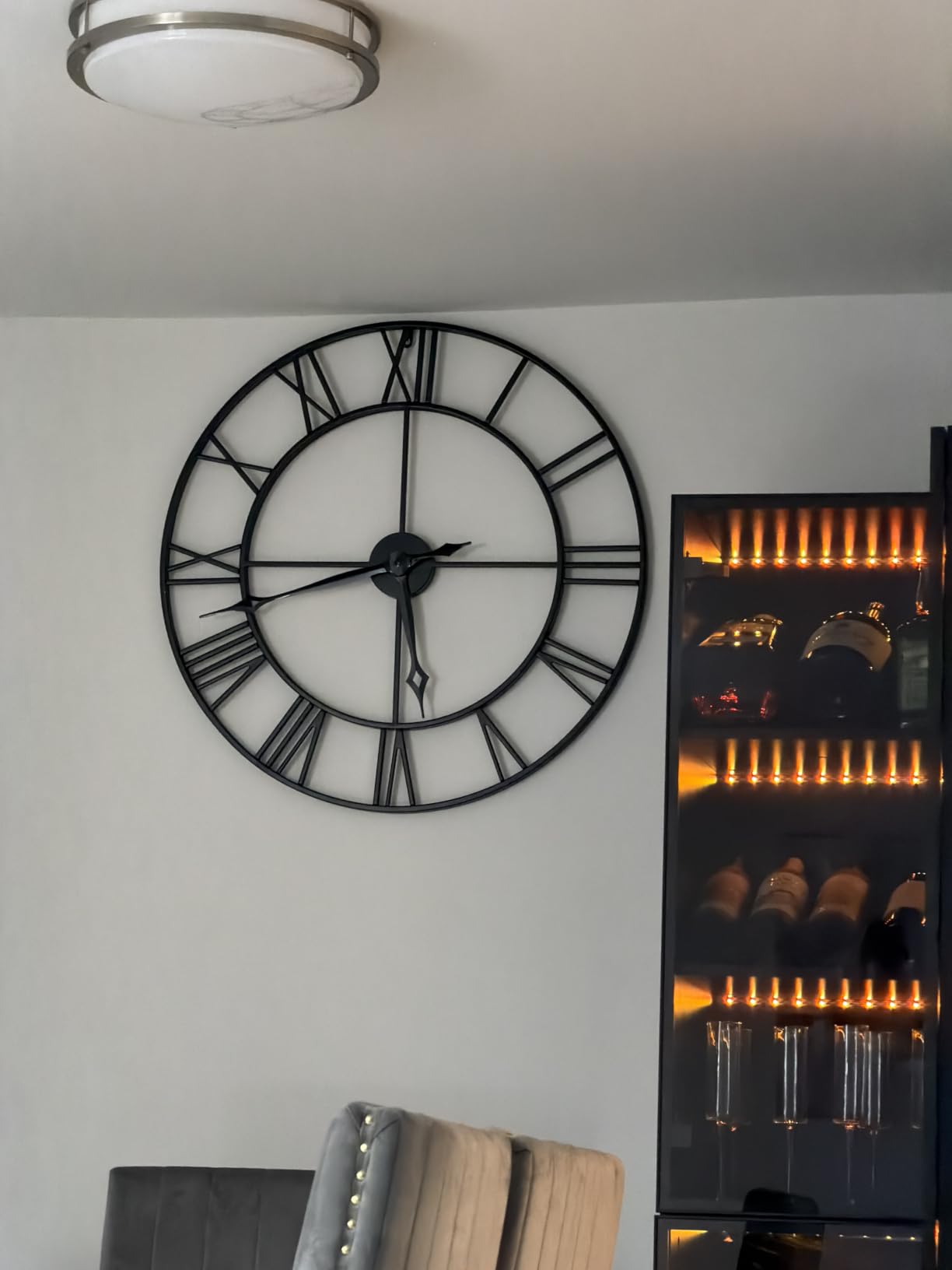 Silent 24 Inch Wall Clocks for Living Room Decor,Arabic Numeral | Non Ticking, Matt Black,Thicker Metal Wall Clock for Dinning Room,Entryway,Home Office & Fireplace Decor customer photo 2