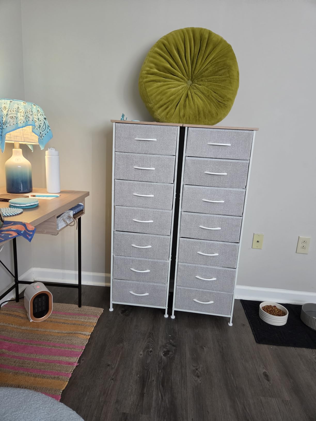Fixwal Tall Skinny Dresser with 7 Drawers, Thin Dresser, Vintage Flower | 47.5in height, 15.7in width, wooden top, breathable non-woven fabric, anti-tipping fittings, stable steel frame customer photo 1