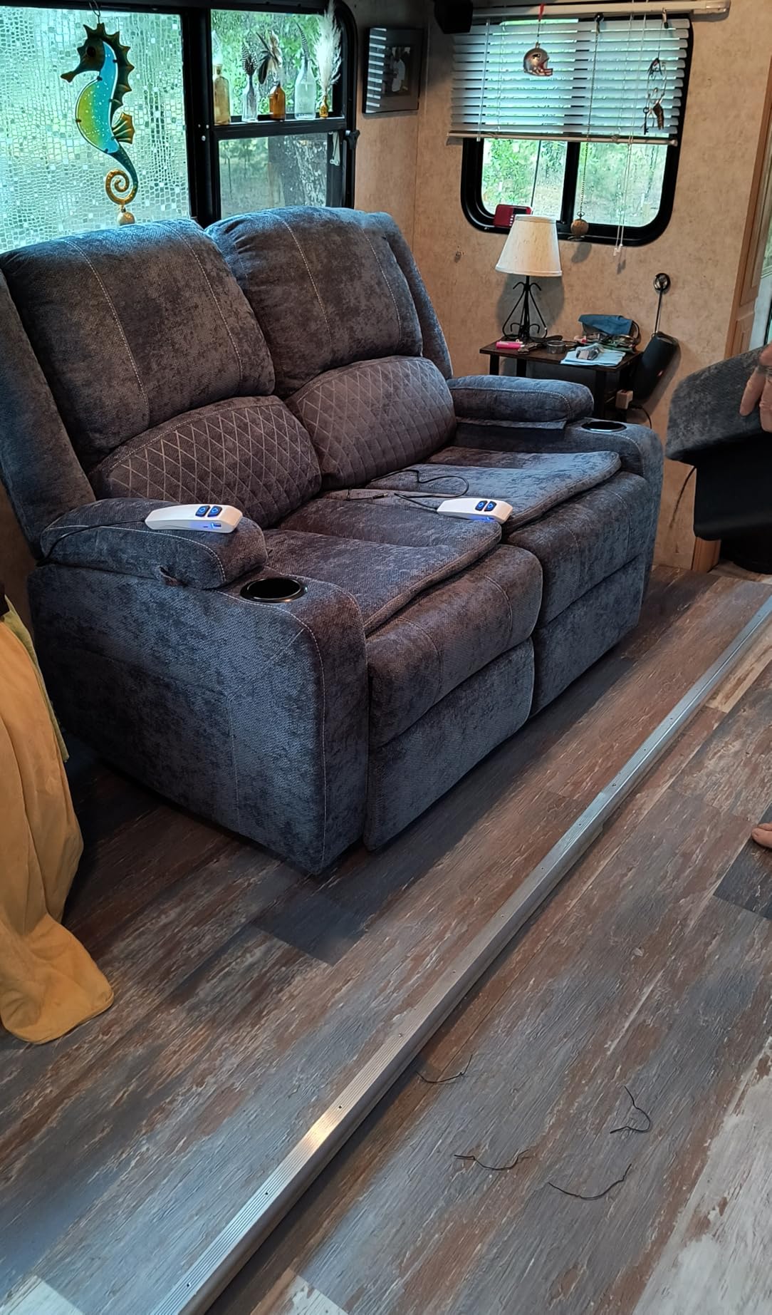 3 Seater Reclining Sofa, Recliner Sofa with Lift Console (Pu, New Brown) | Reclining Sofa with USB Removable Armrest, RV Sofa with Cup Holder, Theater Seating with Hidden Storage Space for Living Room customer photo 2