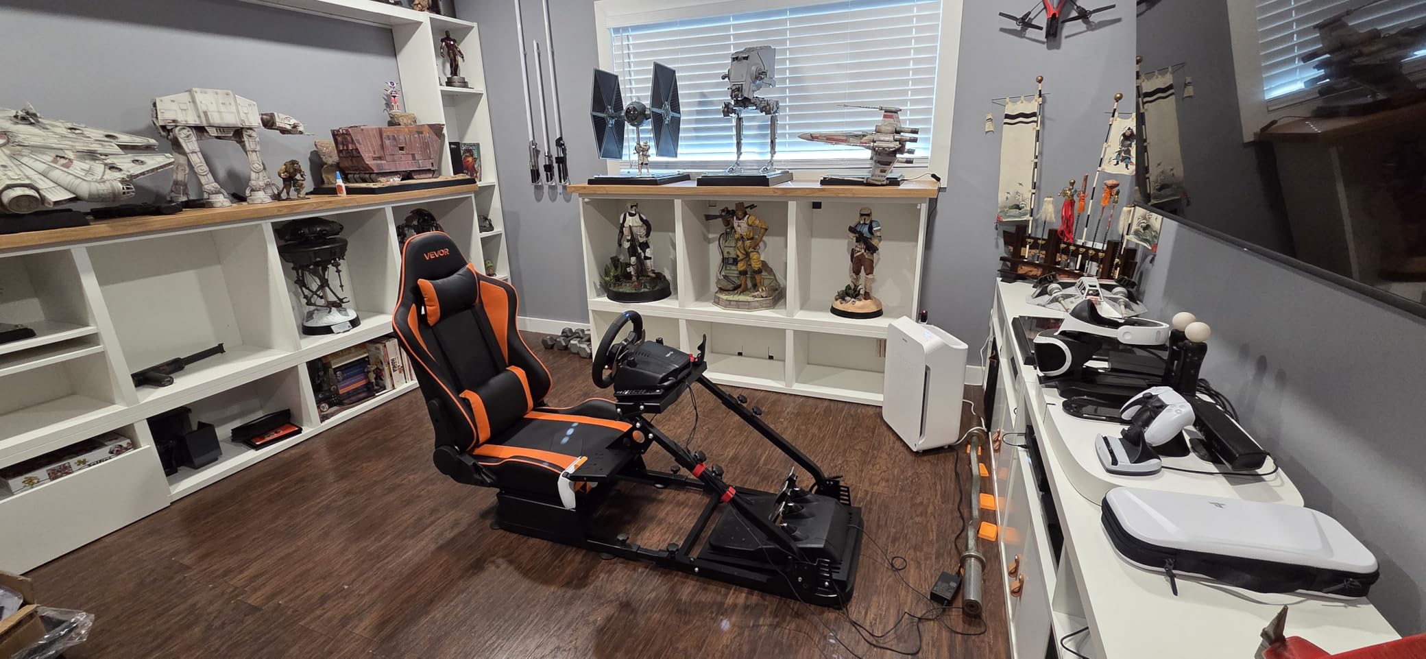 VEVOR Racing Wheel Stand, Heavy-Duty Simulator Cockpit Steering Stand with Dual-Rail Dual-Arm, Fit Logitech G25 G27 G29 G920 G923, Thrustmaster T300RS TX F458 T500RS T3PA-PRO (F1/GT) and CSR Pedals customer photo 2