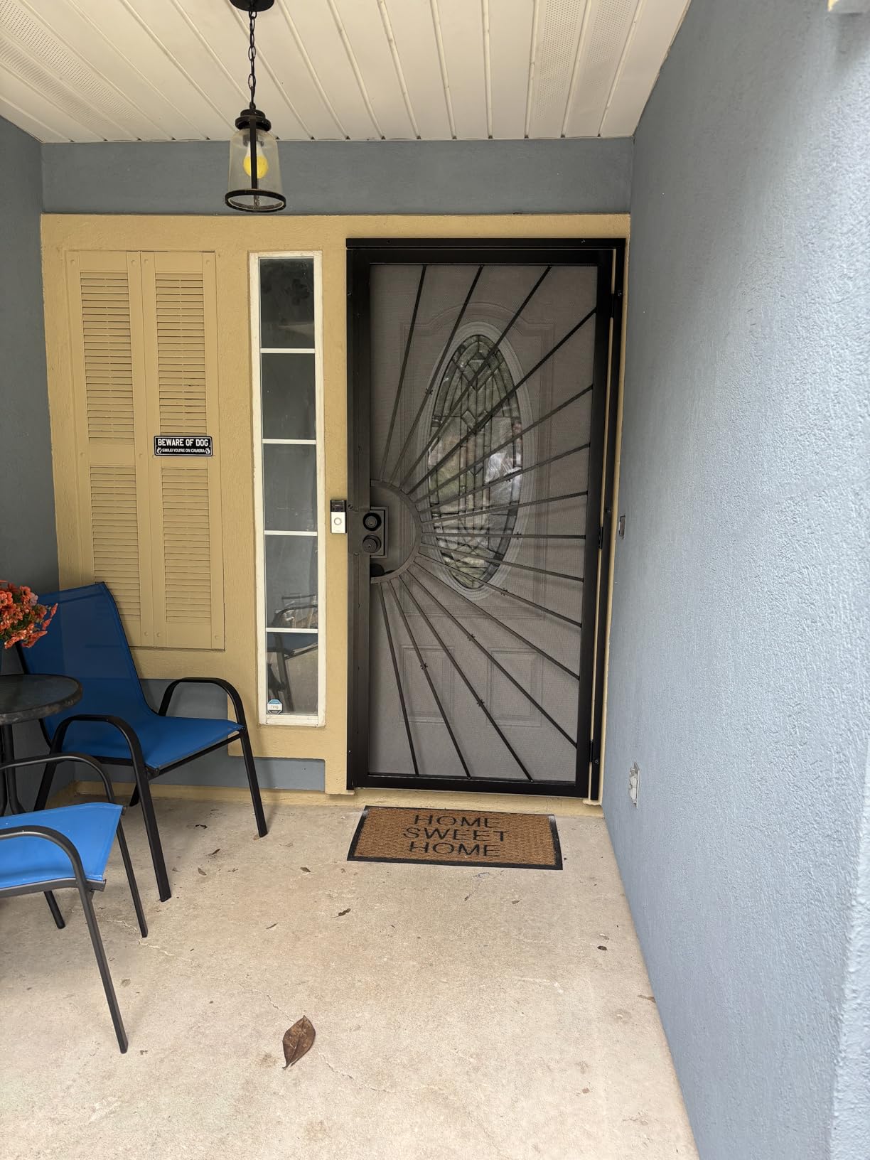 JUBEST 36 in. x 80 in. Security Door, Surface Mount Exterior Front Entry Door, Outswing Steel Security Door with Perforated Metal Screen, Powder Coated Black, Lock Not Include customer photo 2