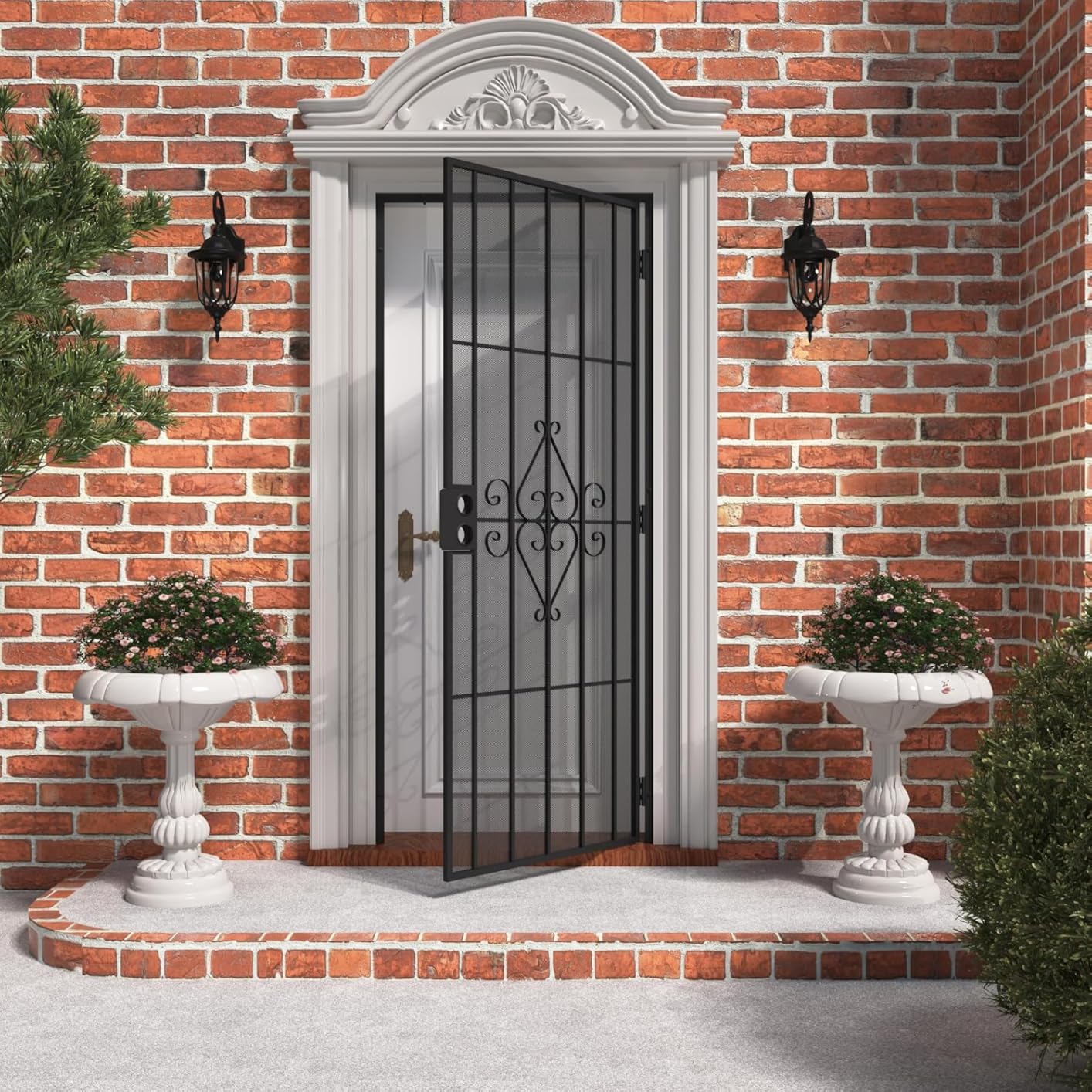 JUBEST 36 in. x 80 in. Security Screen Door, Reversible Powder Coated White Surface Mount Outswing Steel Security Door with Expanded Metal Screen, Prehung Steel Exterior Doors, Durable&Safe customer photo 1