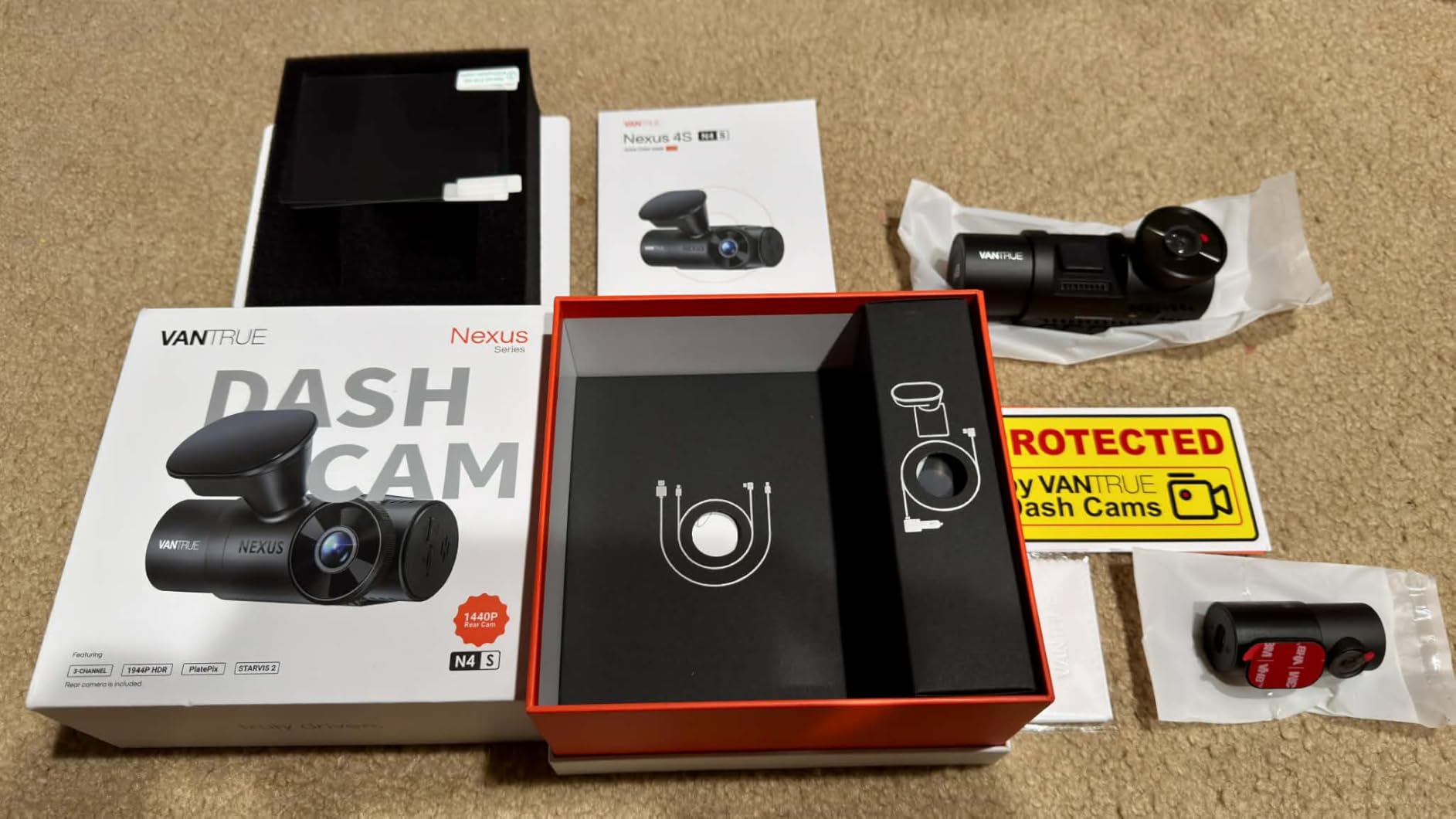 Vantrue New N4S 3 Channel Dash Cam, STARVIS 2 Night Vision, Front Rear Inside Dashcam for Cars, Front and Rear Dual Channel, PlatePix Tech, Parking Mode, Wi-Fi, GPS, 2