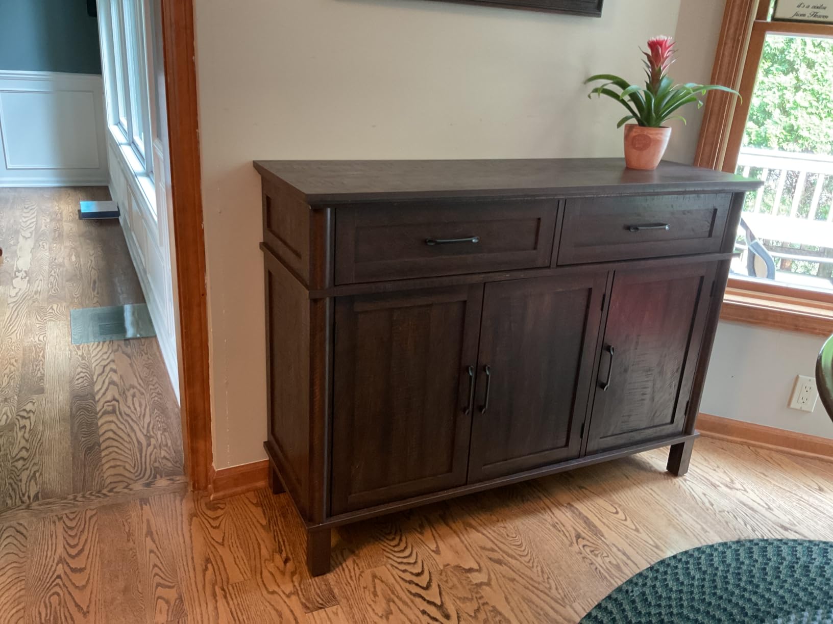 48 Inch Buffet Cabinet with Storage, Brown | Farmhouse Sideboard Buffet w/2 Drawers and 3 Doors, Wood Coffee Bar Cabinet with Adjustable Shelves for Kitchen, Living Room customer photo 2