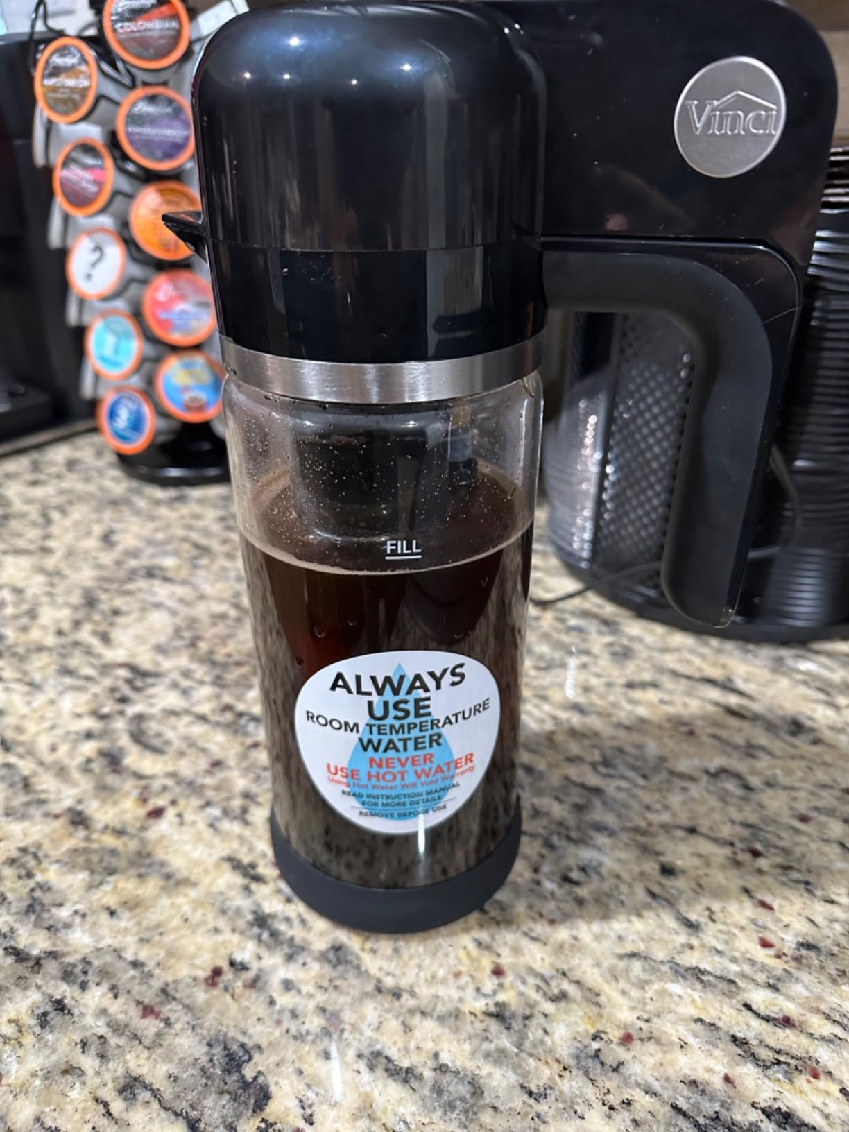 VINCI Express Electric Cold Brew Coffee Maker, 10-Minute Fast Brewer (47oz) | 3 Brew Strengths, Smooth Low-Acid Coffee, Minimal Sediment, Self-Clean Cycle, Airtight Storage Lid, 1.4L Glass Carafe customer photo 1