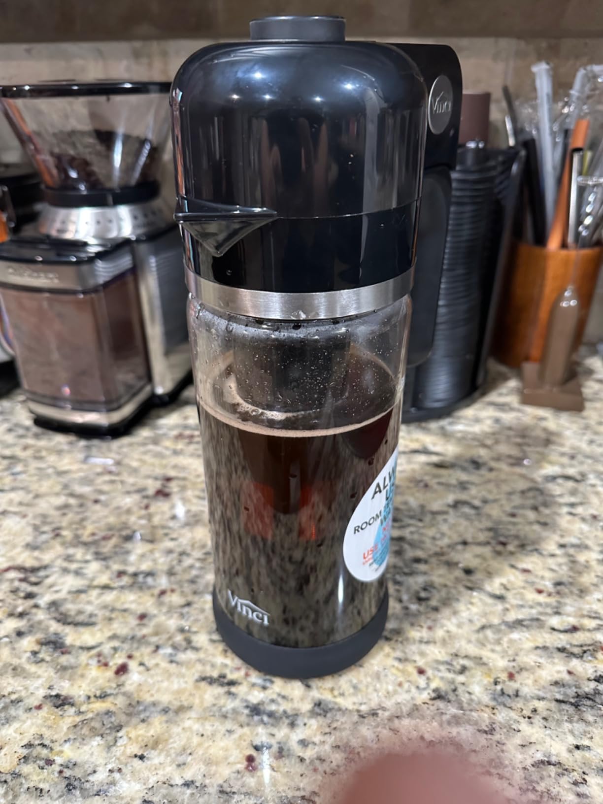 VINCI Express Electric Cold Brew Coffee Maker, 10-Minute Fast Brewer (47oz) | 3 Brew Strengths, Smooth Low-Acid Coffee, Minimal Sediment, Self-Clean Cycle, Airtight Storage Lid, 1.4L Glass Carafe customer photo 2