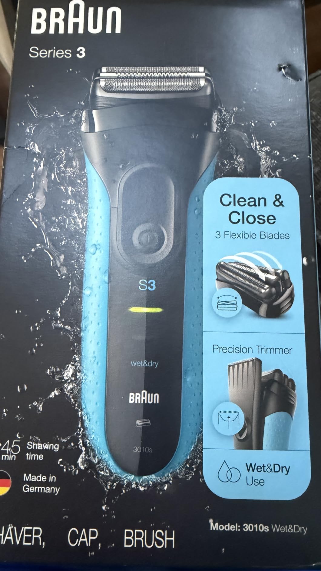 Series 3 3010s Wet & Dry Electric Shaver for Men/Rechargeable Electric Razor, Blue customer photo 2