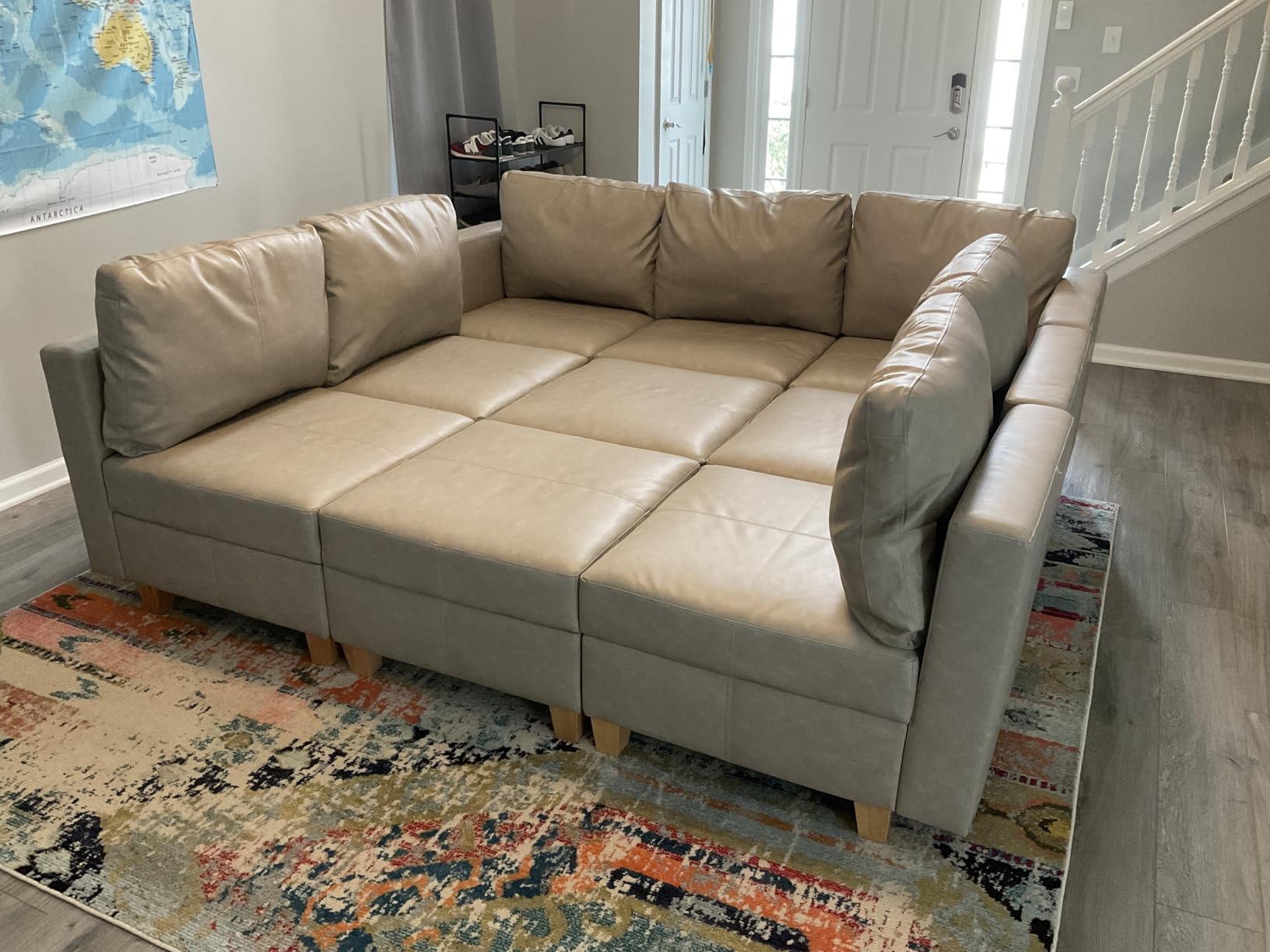 EASE MOOSE Faux Leather Sectional, U Shaped Modular Sectional Sofa | Faux Leather Modular Sectional sofa with Storage, Material Scratch Resistant, Convertible sofa bed, Freely combinable customer photo 1