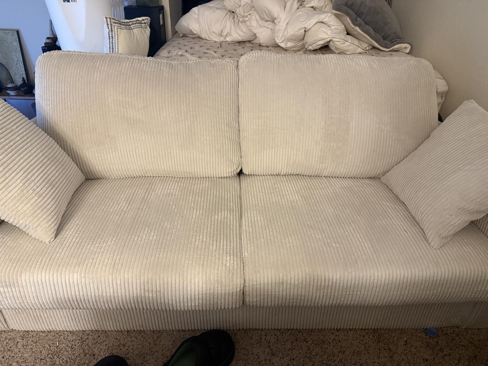 Kidirect 87in Corduroy Couch, 3 Seater Sofa, Sofas & Couches, Green Couch | No Tool Assembly, Comfy Couches for Living Room, Oversized Loveseat Sofa, 21in Deeper Seat customer photo 1