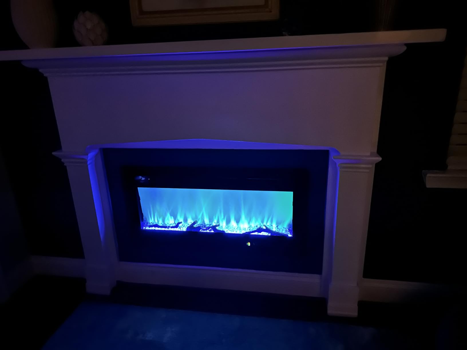 DUMOS 36 Inch Electric Fireplace Wall Mounted/Recessed/Free Standing Space Heater with Remote Control Adjustable Flame Colors Touch Screen Energy Saving, Black customer photo 1