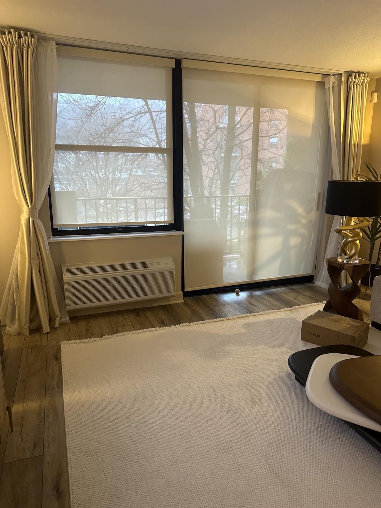 Persilux Custom Size Free-Stop Cordless Roller Shades for Windows Light Filtering Shades, 5% Openness Solar Screen Semi Sheer Roller Blinds UV Protection for Office and Home. Easy to Install. Black customer photo 1