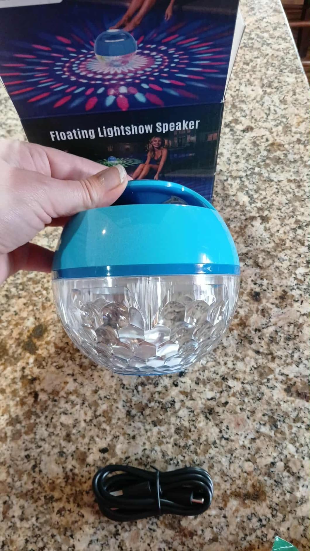 Luxfero Floating Bluetooth Pool Speaker with RGB Lights, Hot Tub Speaker | Top & Bottom Lights, Bluetooth 5.4, 6W, 360 degree Surround Sound, Hands-free Call, IP68 Waterproof, Type-C Charging, Portable customer photo 2