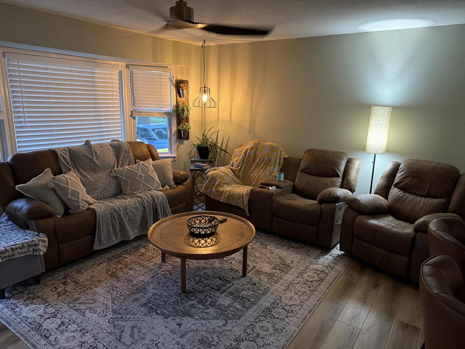 Faux Leather Manual Reclining Sofa, Mid-Century Modern Overstuffed Armrest 3 Seat Recliner Sofa, Reclining Couch for Living Room, Meeting Room, Brown (3 Seat Sofa) customer photo 1