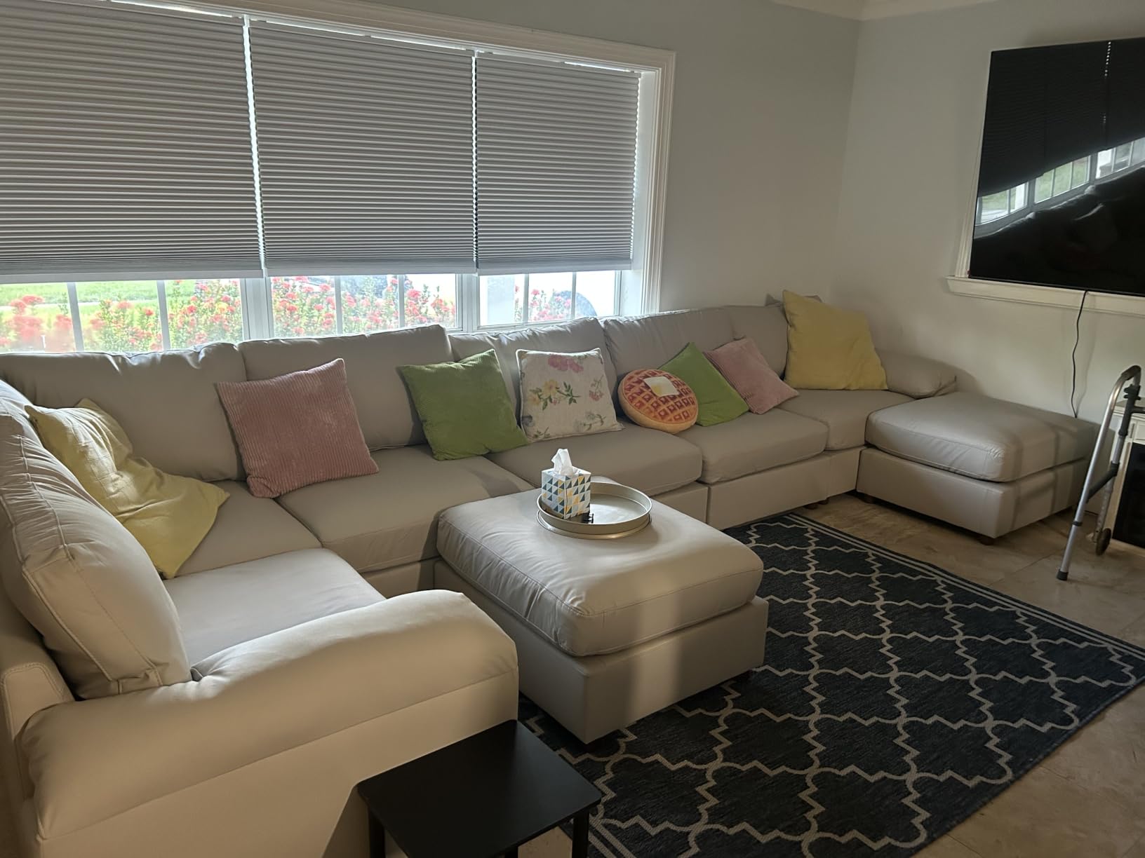 EASE MOOSE Loveseat Sofa for Living Room,Oversized Deep Seat Modular Sectional,Modern Comfy 2 Seater Sofas,Scratch Resistant Faux Leather Couch for Small Spaces, Beige customer photo 1