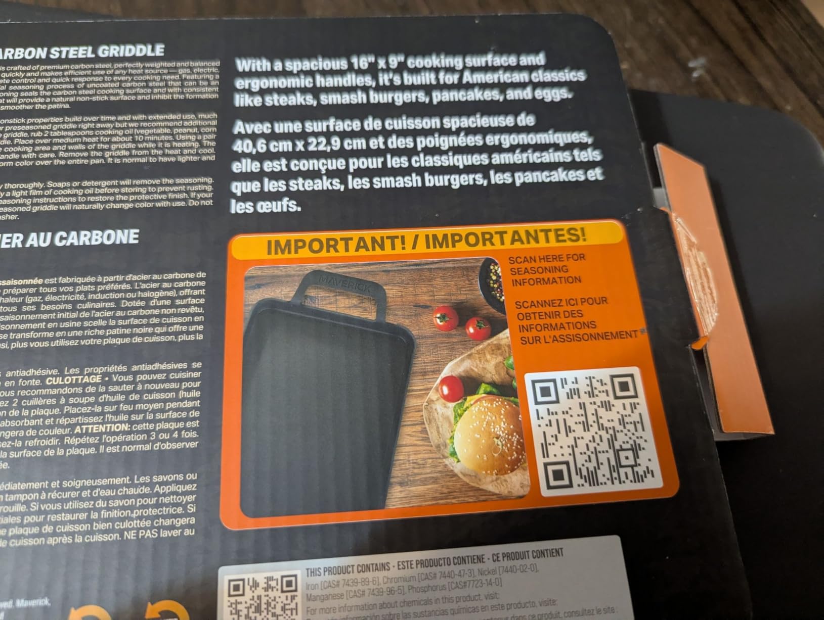 Maverick 22-Inch Preseasoned Carbon Steel Griddle, 4mm Heavy-Duty Flat Top Grill Pan with Raised Edges & Integrated Handles customer photo 1