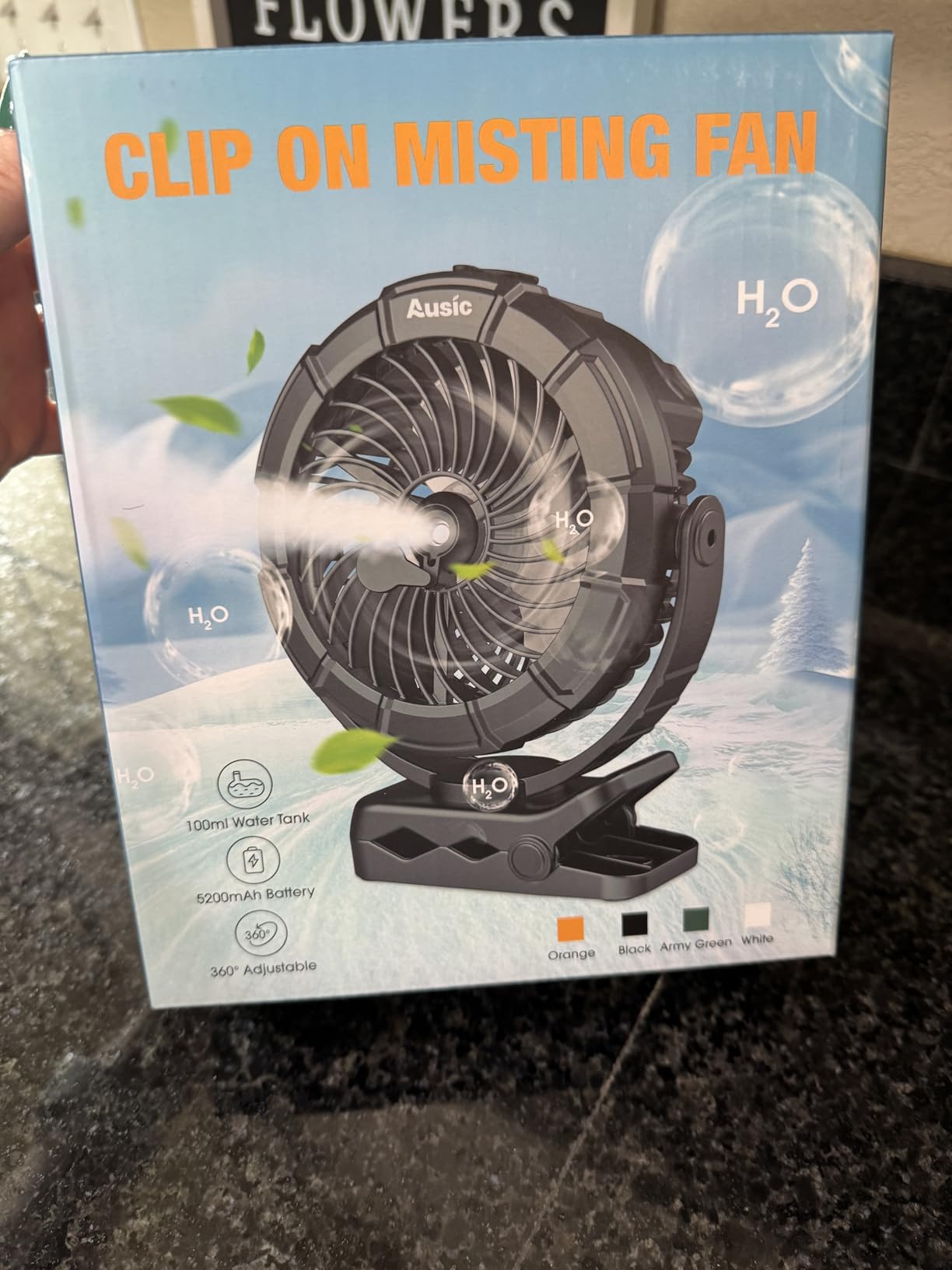 Ausic Outdoor Misting Fan for Patio, Max 50H Rechargeable Oscillating Fan | Battery Powered Cordless Pedestal Fan, 12