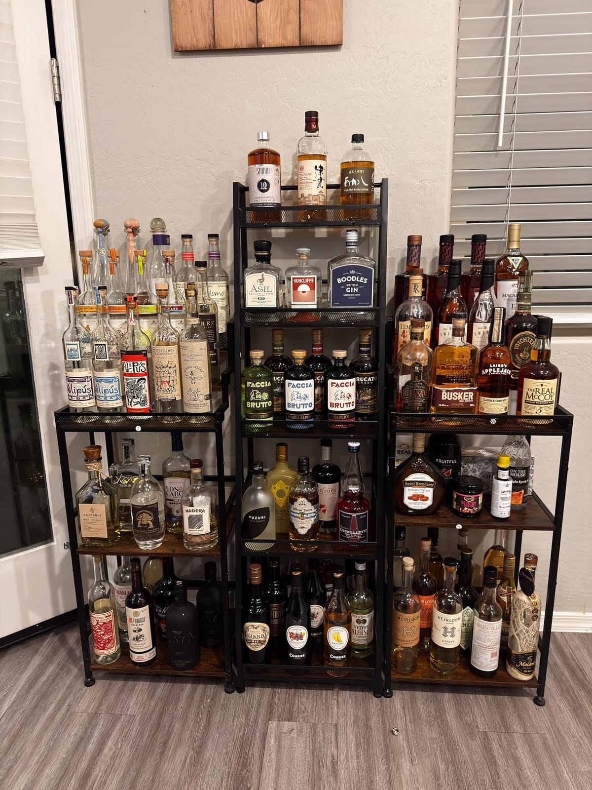 5-Tier Trapezoid Liquor Cabinet for Home Bar, Large-Capacity Liquor Stand | Stepped Wine Rack Freestanding Floor for Whiskey, Corner Wine Bottle Display Shelf with Fences for Living Room customer photo 1