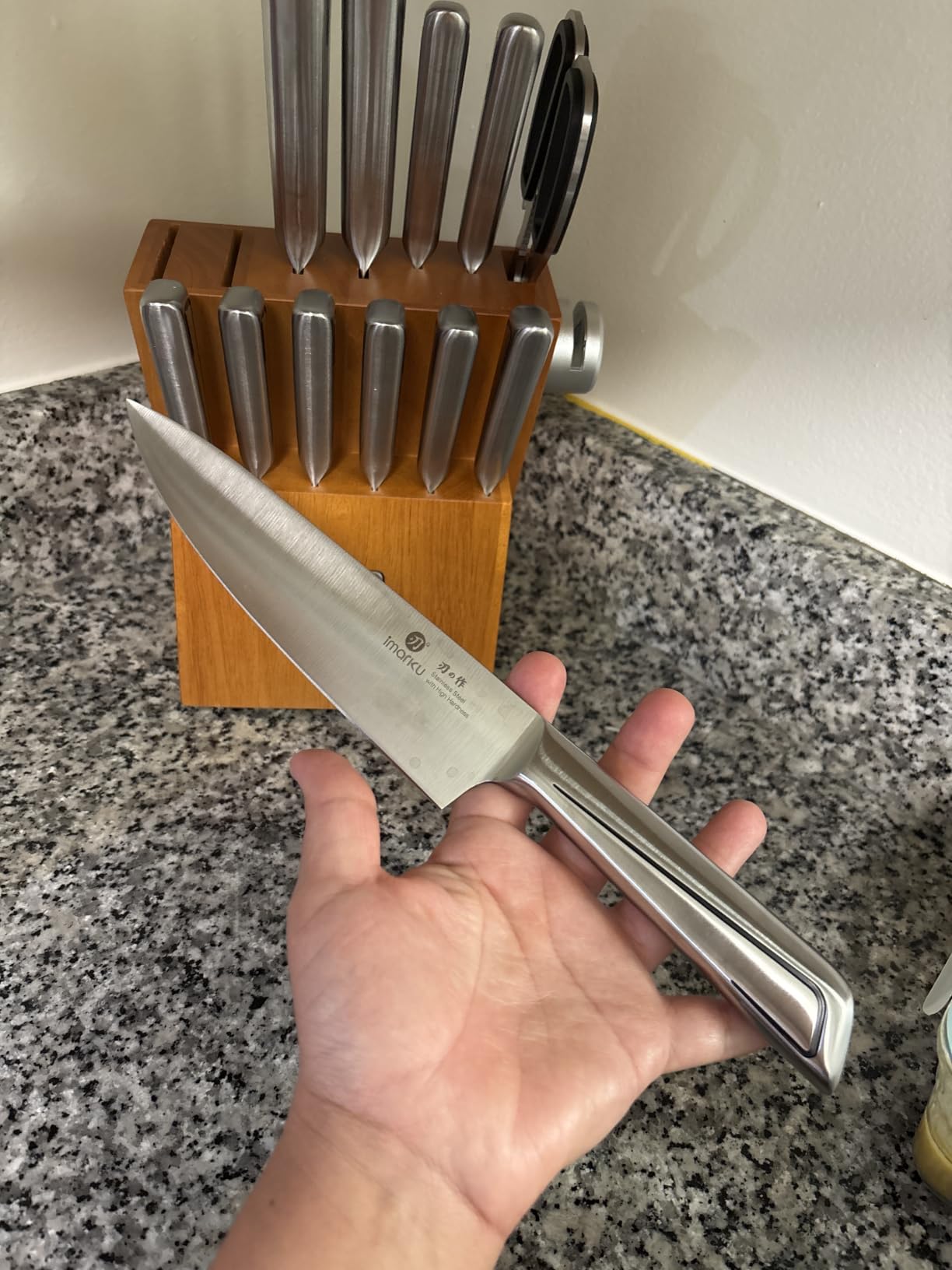 imarku 3 Pieces Knife set, Japanese HC Stainless Steel Kitchen Knife Set, Professional Chef Knife Set With Ergonomic Pakkawood Handle, Ultra Sharp Knives Set for Kitchen & Home Cooking, Gifts Box customer photo 1
