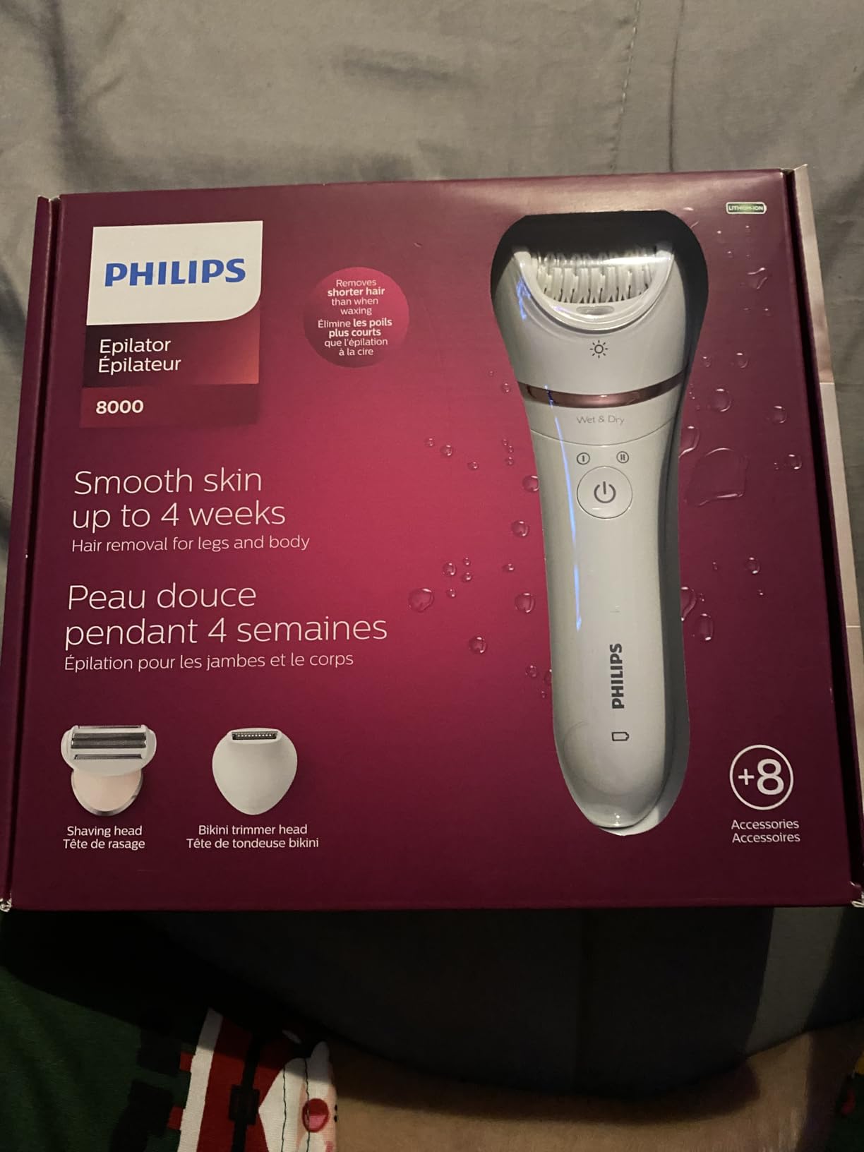 Philips Epilator Series 9000 - Cordless Wet and Dry Electric Epilator, Hair Removal for Legs, Body and Bikini, with ProGuide, 8 Accessories, 60 min. Runtime, Model BRE717/00 customer photo 2
