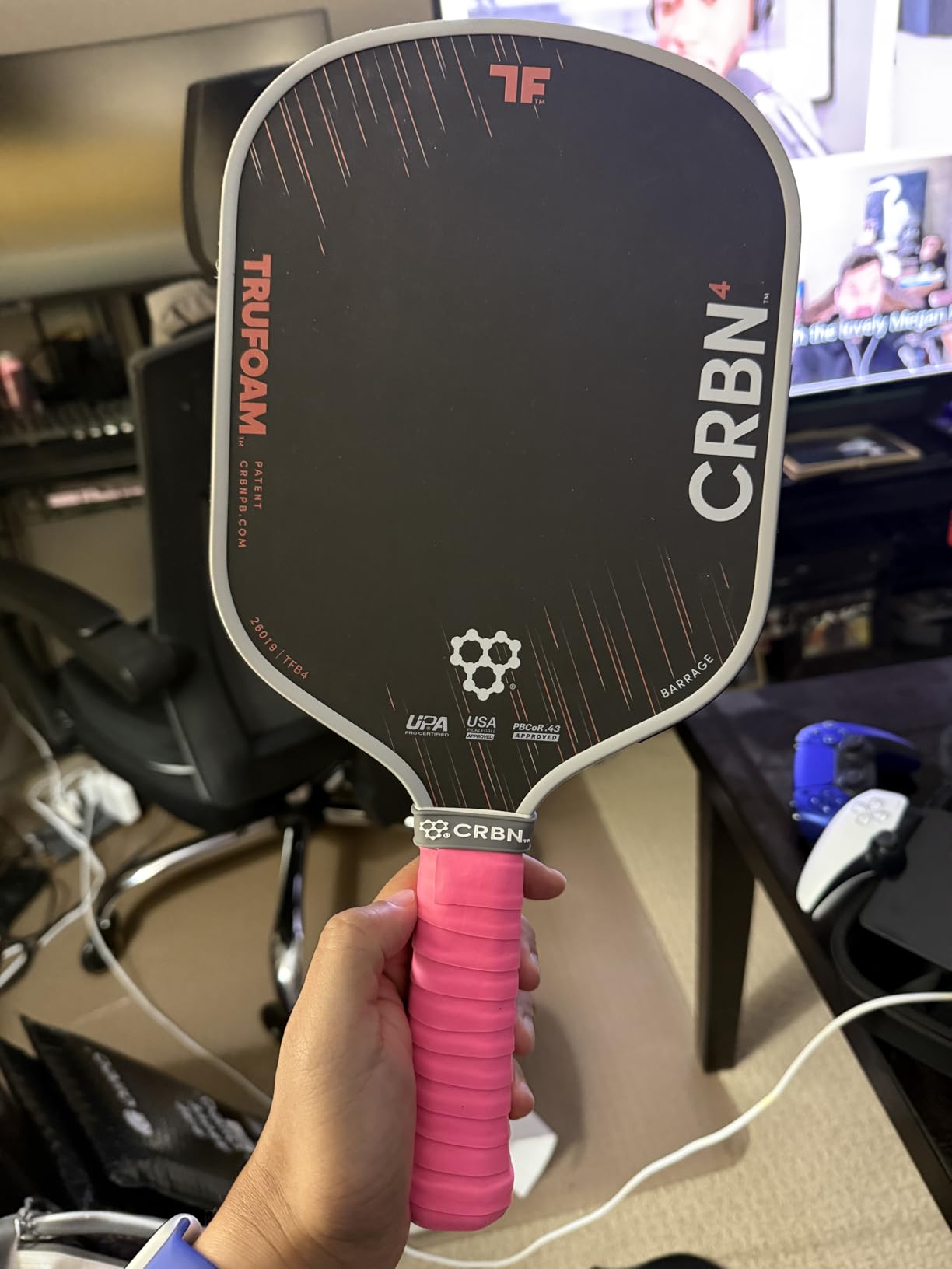 CRBN Pickleball - TruFoam Barrage - Carbon Fiber Pickleball Paddle | 100% Foam Floating Core Designed for Maximum Power, 14mm customer photo 2