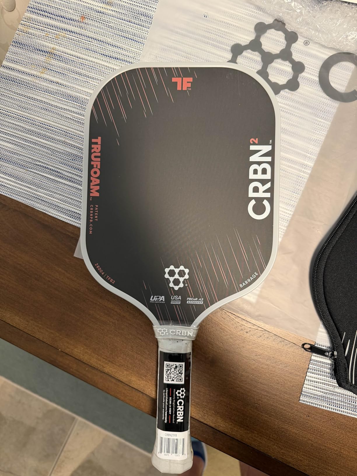 CRBN Pickleball - TruFoam Barrage - Carbon Fiber Pickleball Paddle | 100% Foam Floating Core Designed for Maximum Power, 14mm customer photo 2