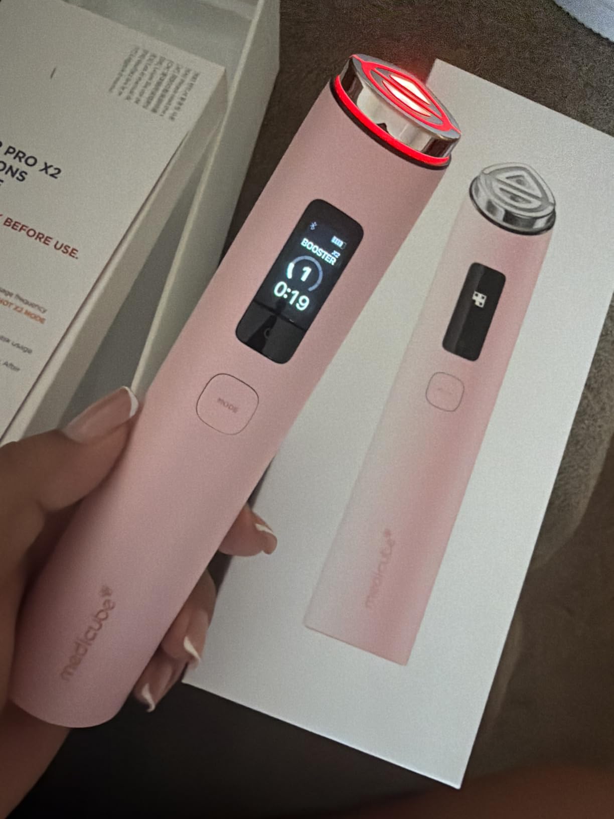 medicube Booster Pro X2 - 7 in 1 Glow Beauty Device, 2X Glow Care, Pink | 7-IN-1 Korean Skincare Device - 2X Care for Glow, Pores, Skin Definition & Radiance, Customized Dual & Mask Modes customer photo 1