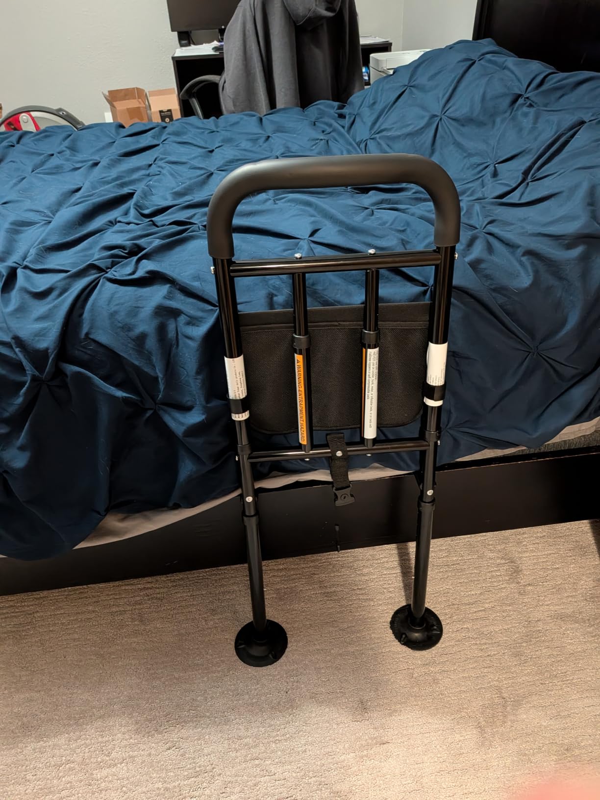 Bed Rails for Elderly Adults Safety with Ergonomic Padded Handle, ASTM Approved Adjustable Bed Assist Rail for Seniors, 400lb Weight Capacity, Fixing Strap&Storage Pocket, Fits Twin/Full/Queen/King customer photo 2