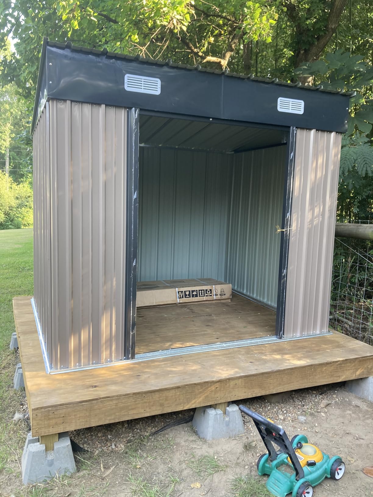 Aoxun 14x12 FT Outdoor Storage Shed, Metal Shed with Lockable Doors, Brown | Galvanized Metal Shed Sloped Roof, Heavy Duty Utility Tool Storage House for Patio, Garden, Backyard, Lawn customer photo 1
