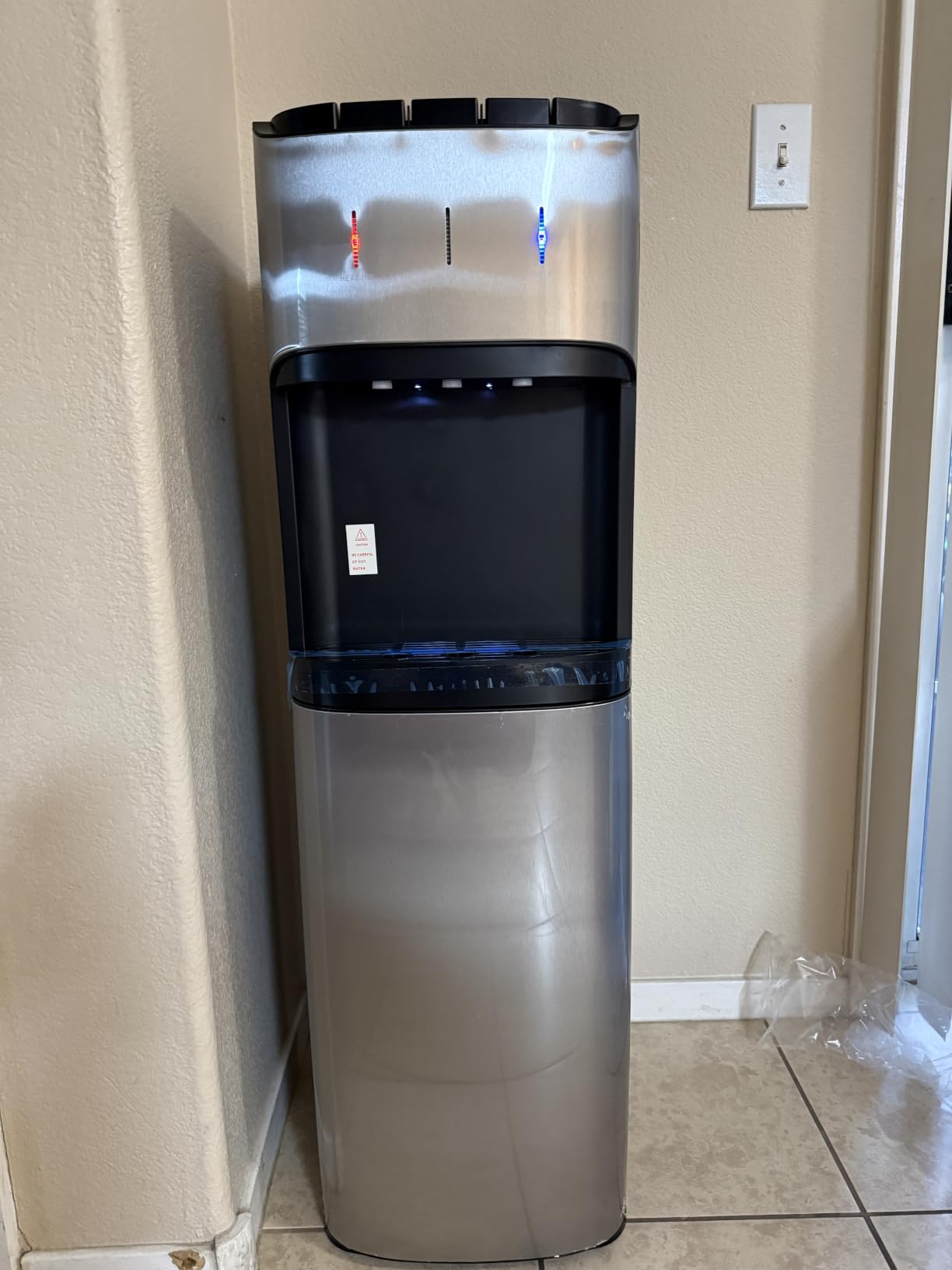 Bottom Loading Water Cooler Dispenser for 3-5 Gallon Bottles, 3 Temperature - Hot, Cold & Room Water with Child Lock, Ideal Design for Home & Office, Satin Silver customer photo 1